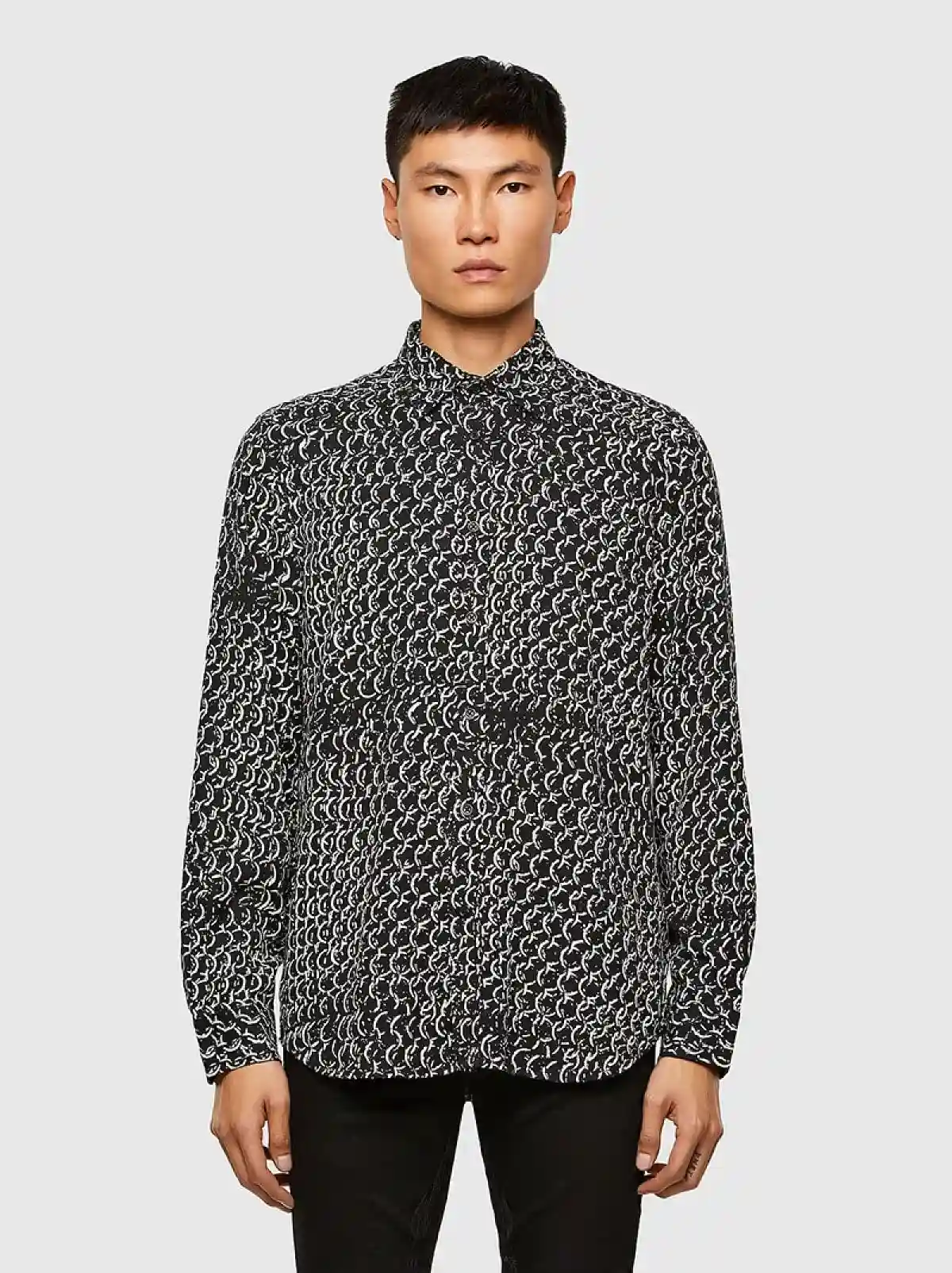 Black Lyocell shirt with chain print