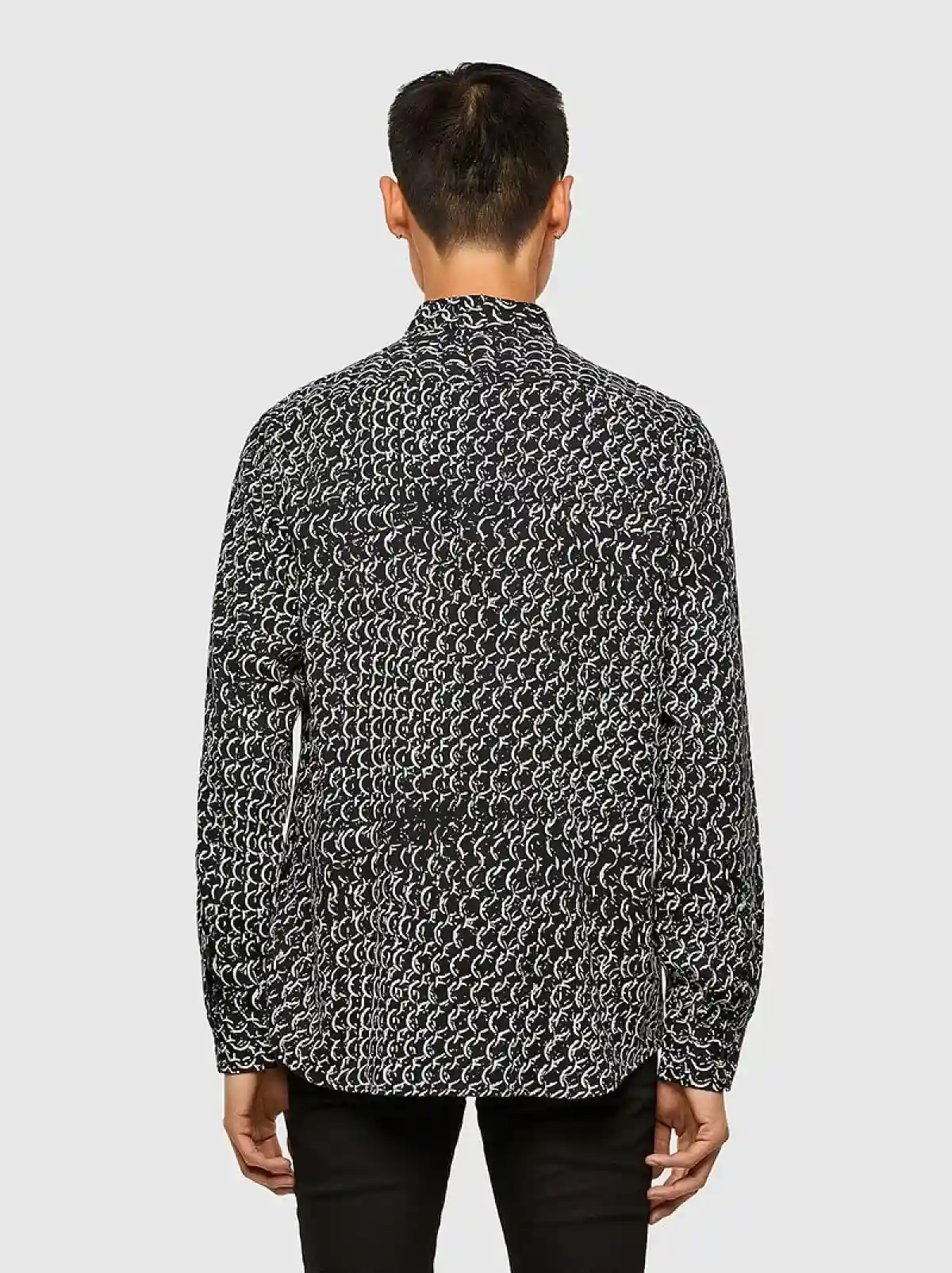 Black Lyocell shirt with chain print