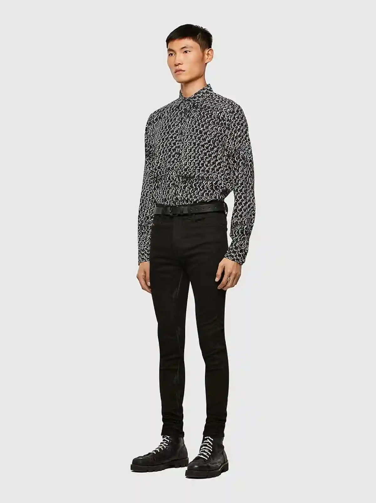 Black Lyocell shirt with chain print