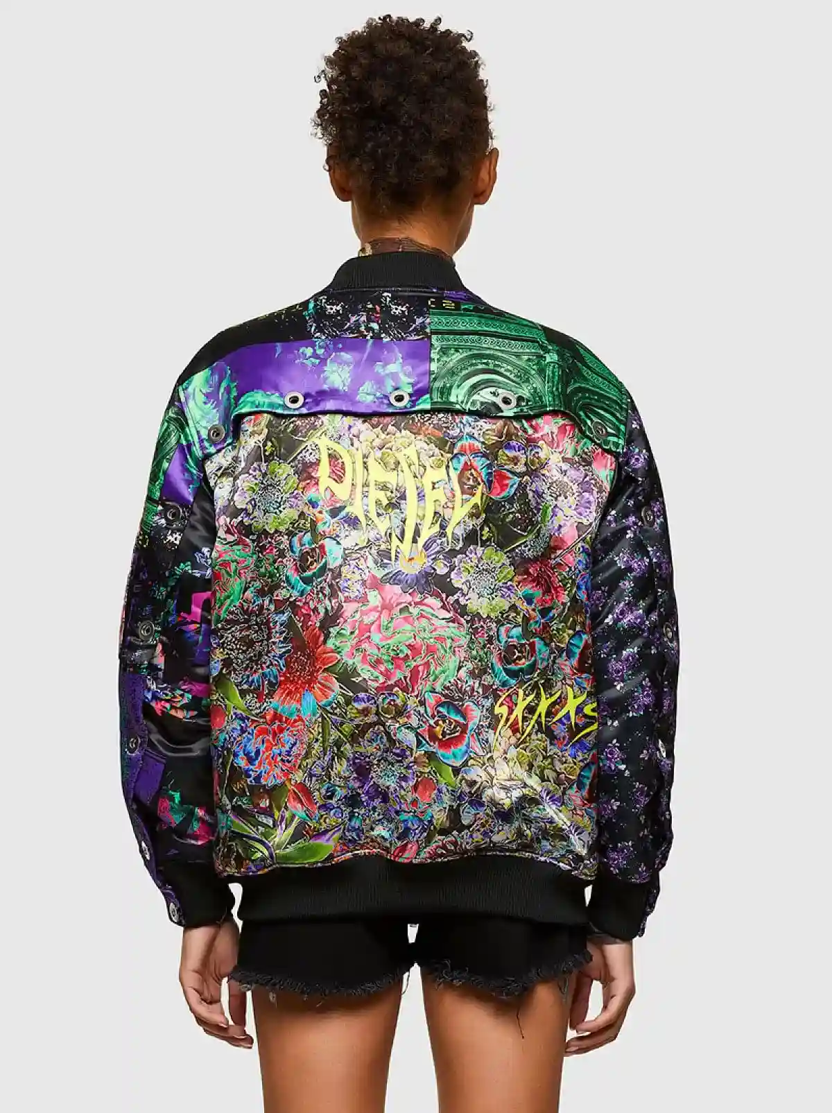 Multicolor Bomber jacket with floral patchwork