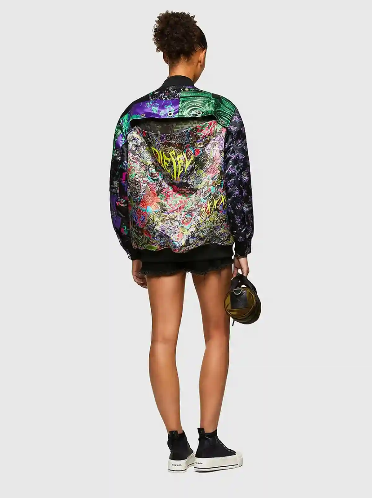 Multicolor Bomber jacket with floral patchwork