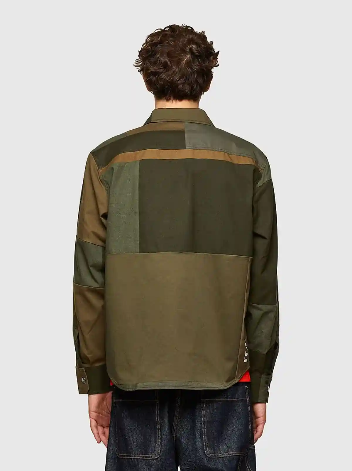 Green Patchwork shirt in mixed fabrics