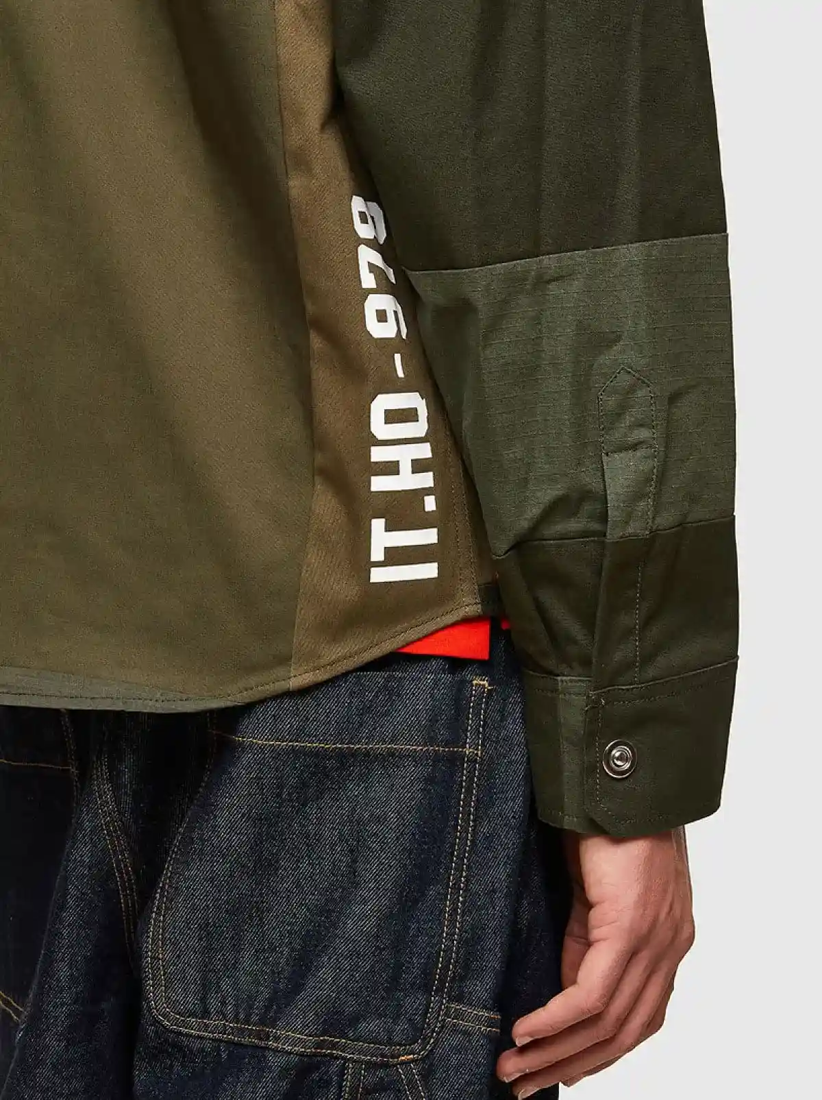 Green Patchwork shirt in mixed fabrics