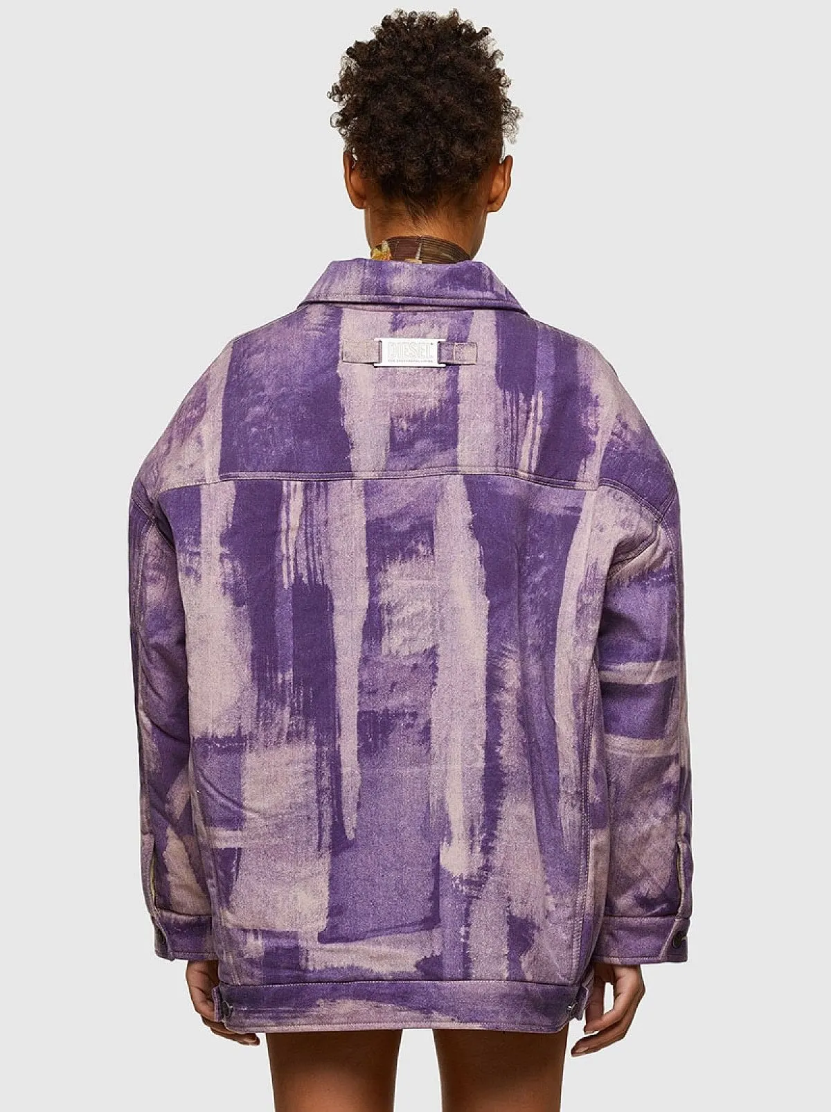 Purple Trucker jacket with treated effect