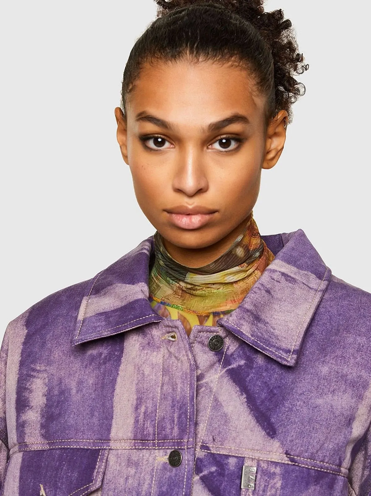 Purple Trucker jacket with treated effect
