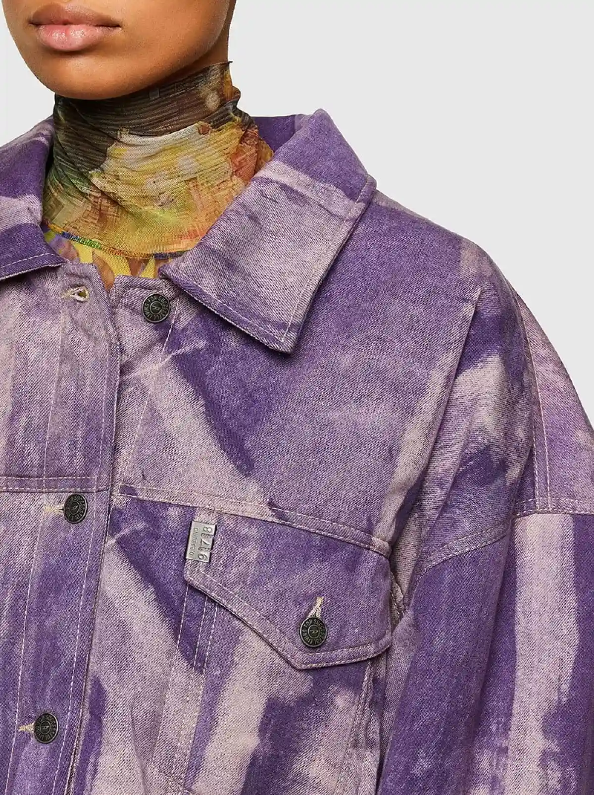Purple Trucker jacket with treated effect