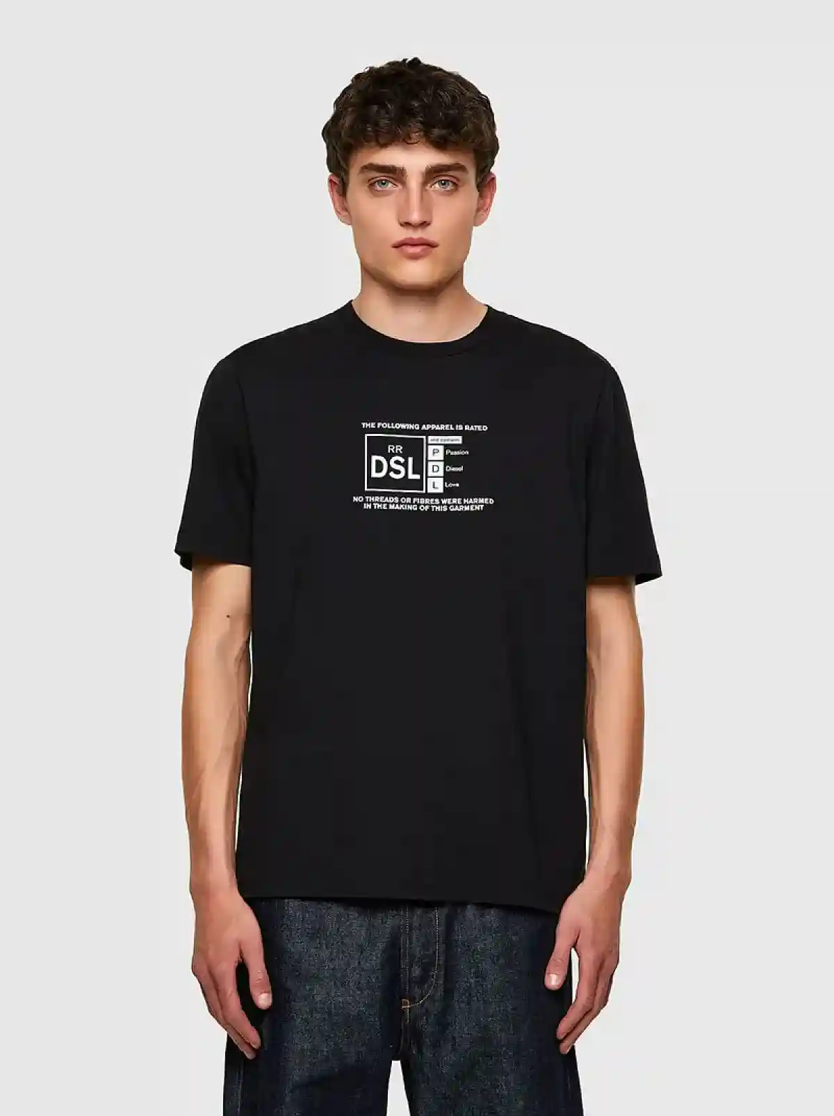 Black T-shirt with reflective logo print
