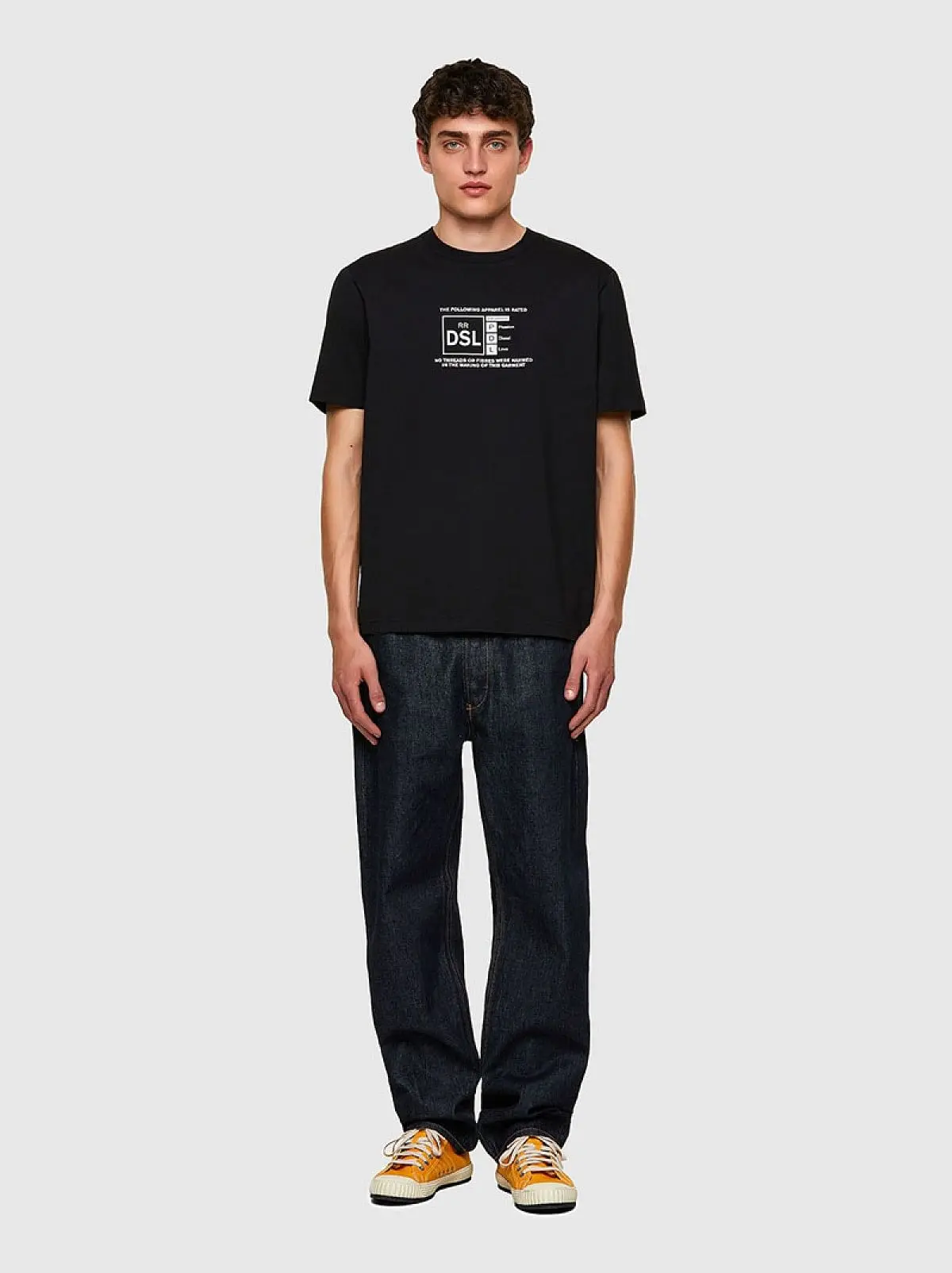 Black T-shirt with reflective logo print