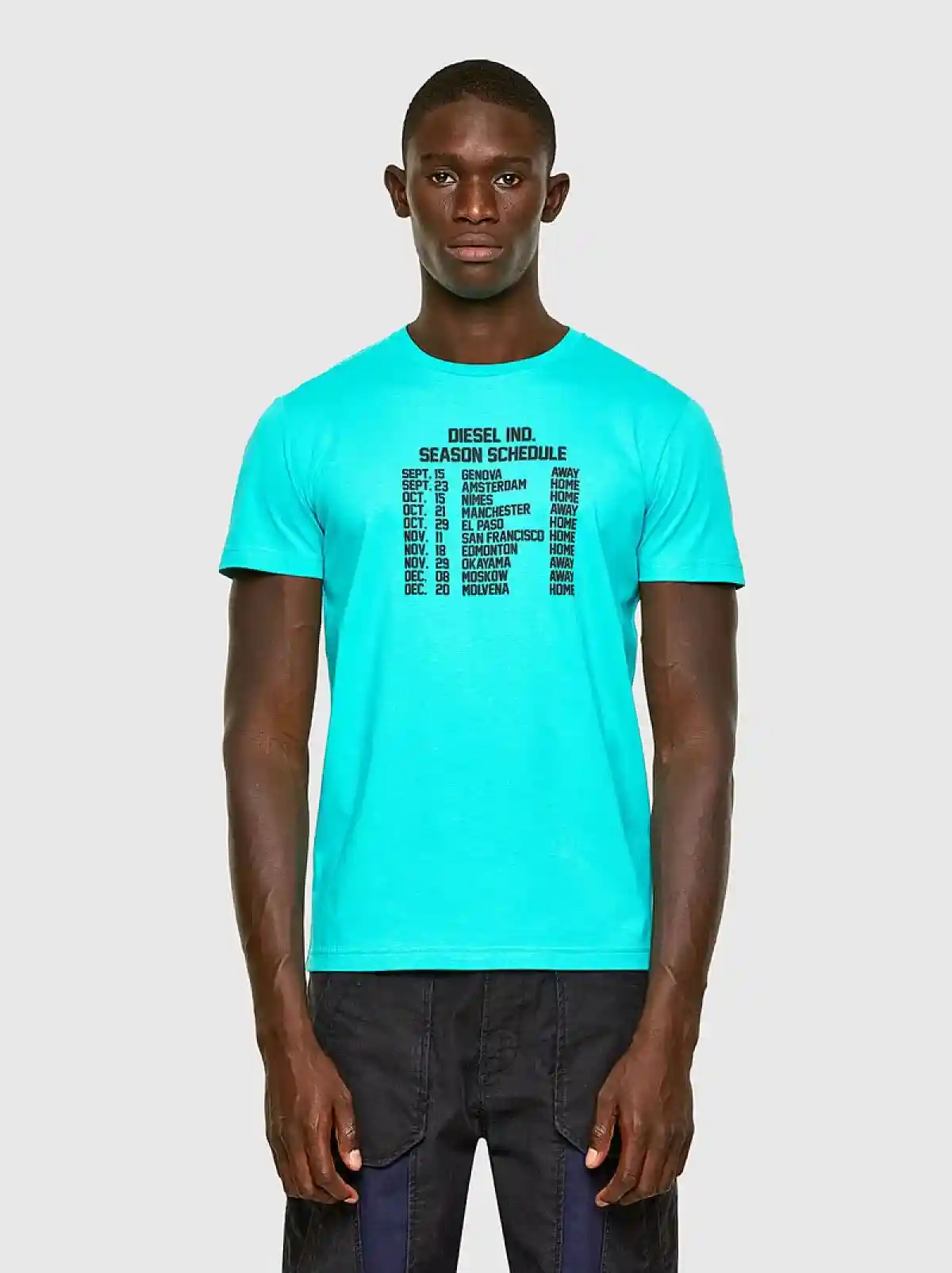 Blue T-shirt with Schedule print