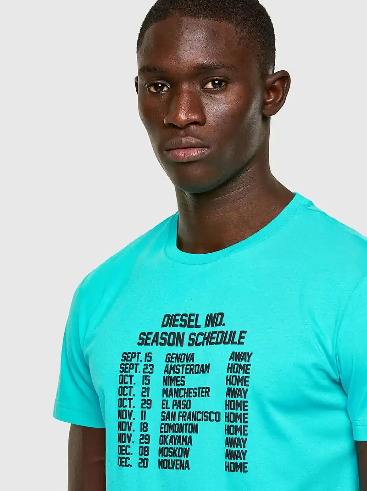 Blue T-shirt with Schedule print