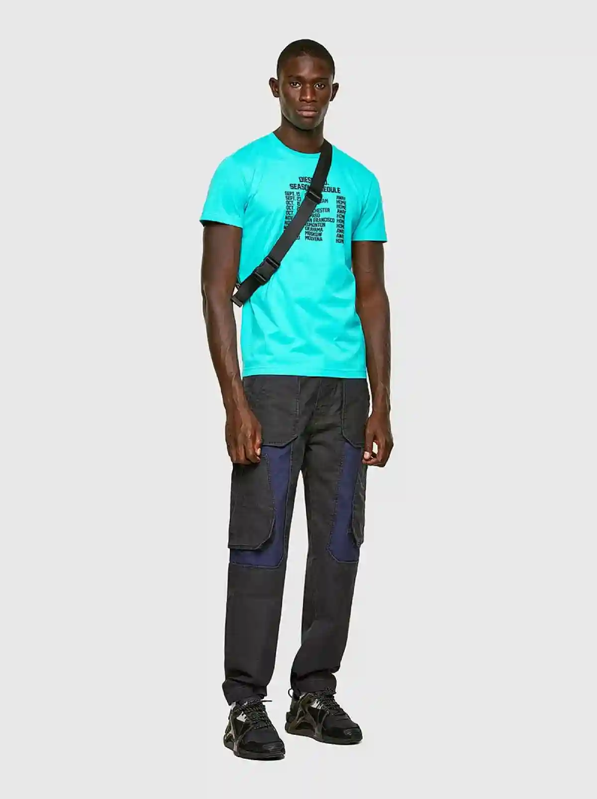 Blue T-shirt with Schedule print