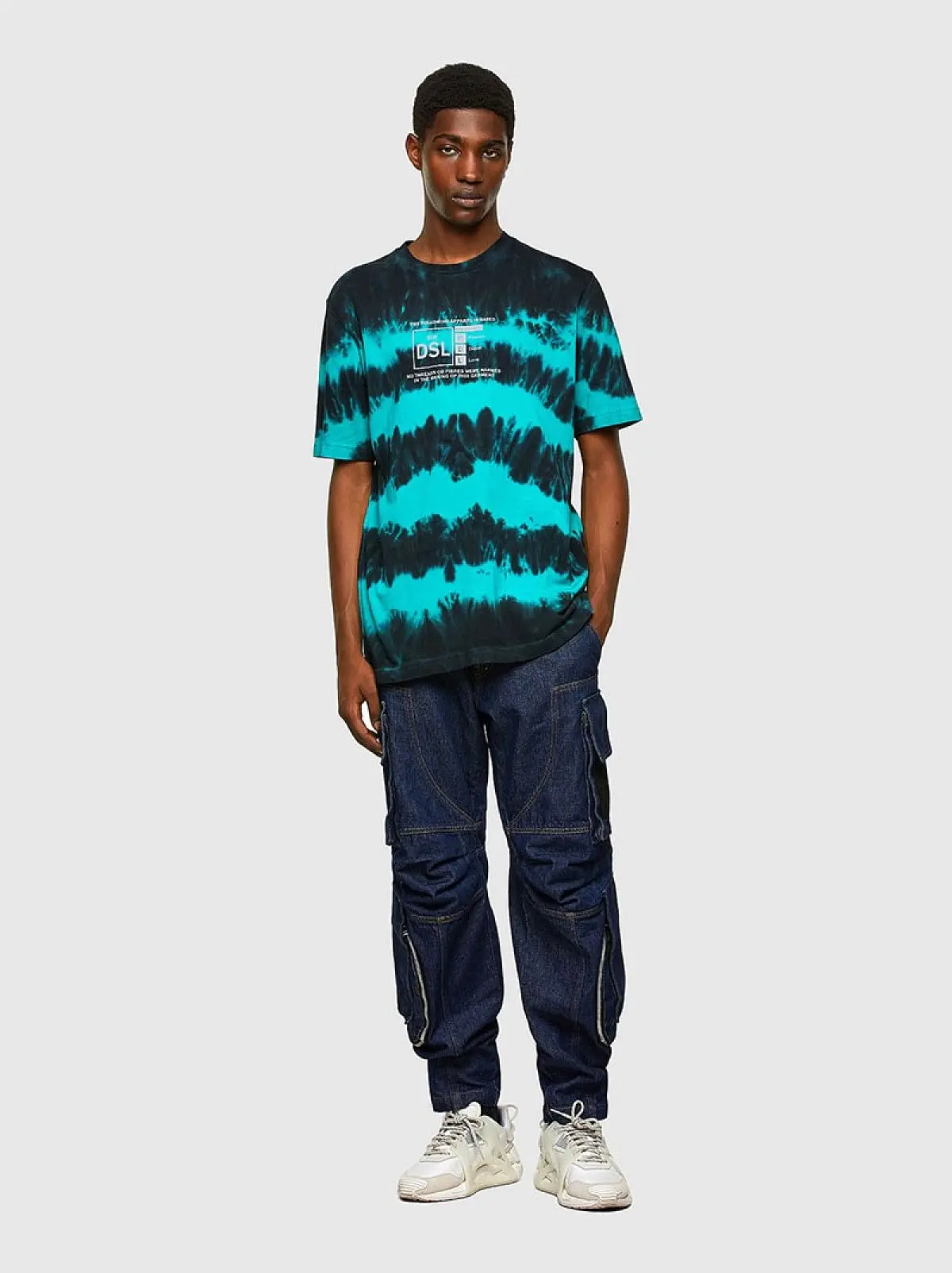 Multicolor Tie-dye T-shirt with reflective print