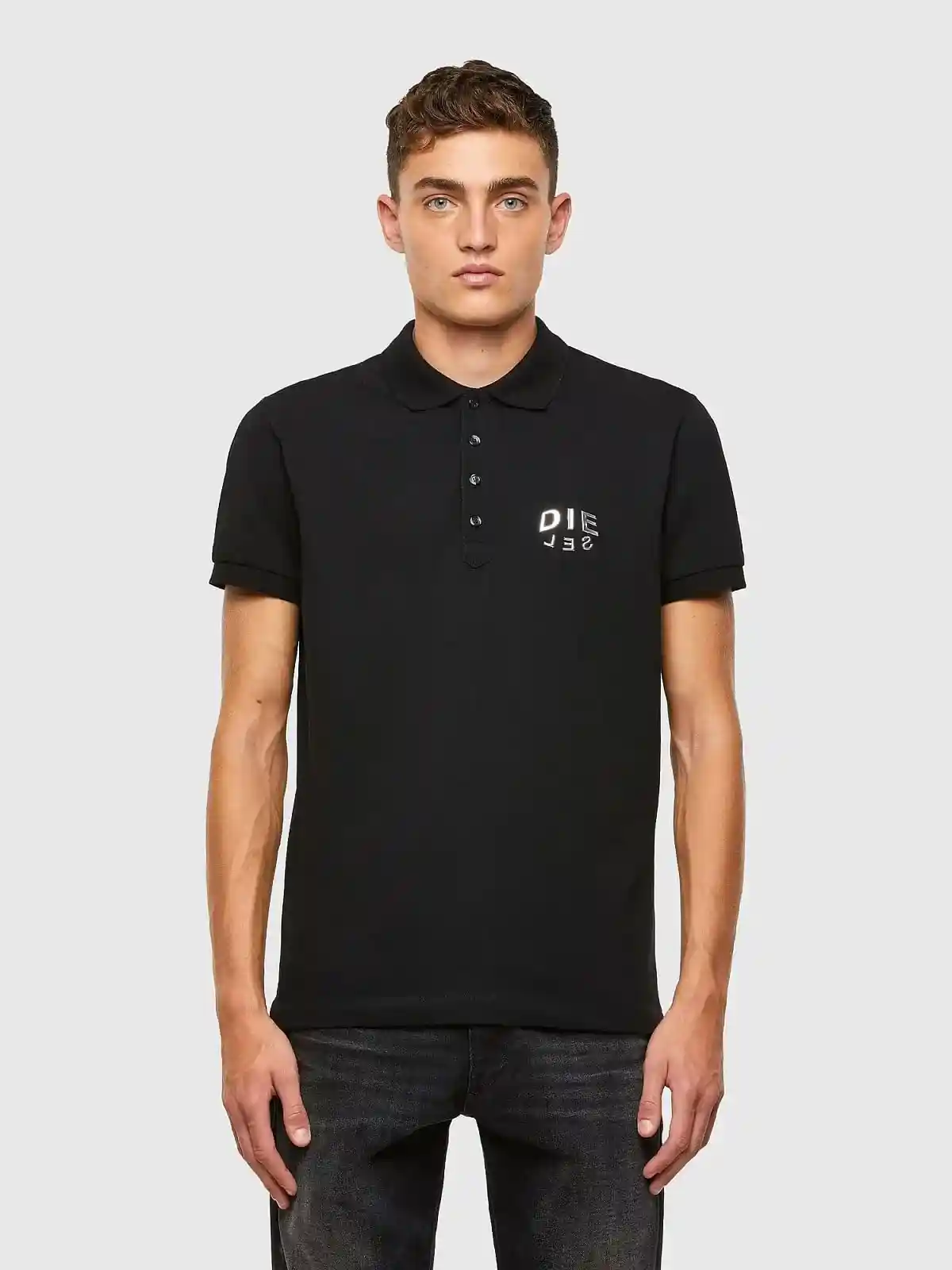 Black Polo shirt with 3D print