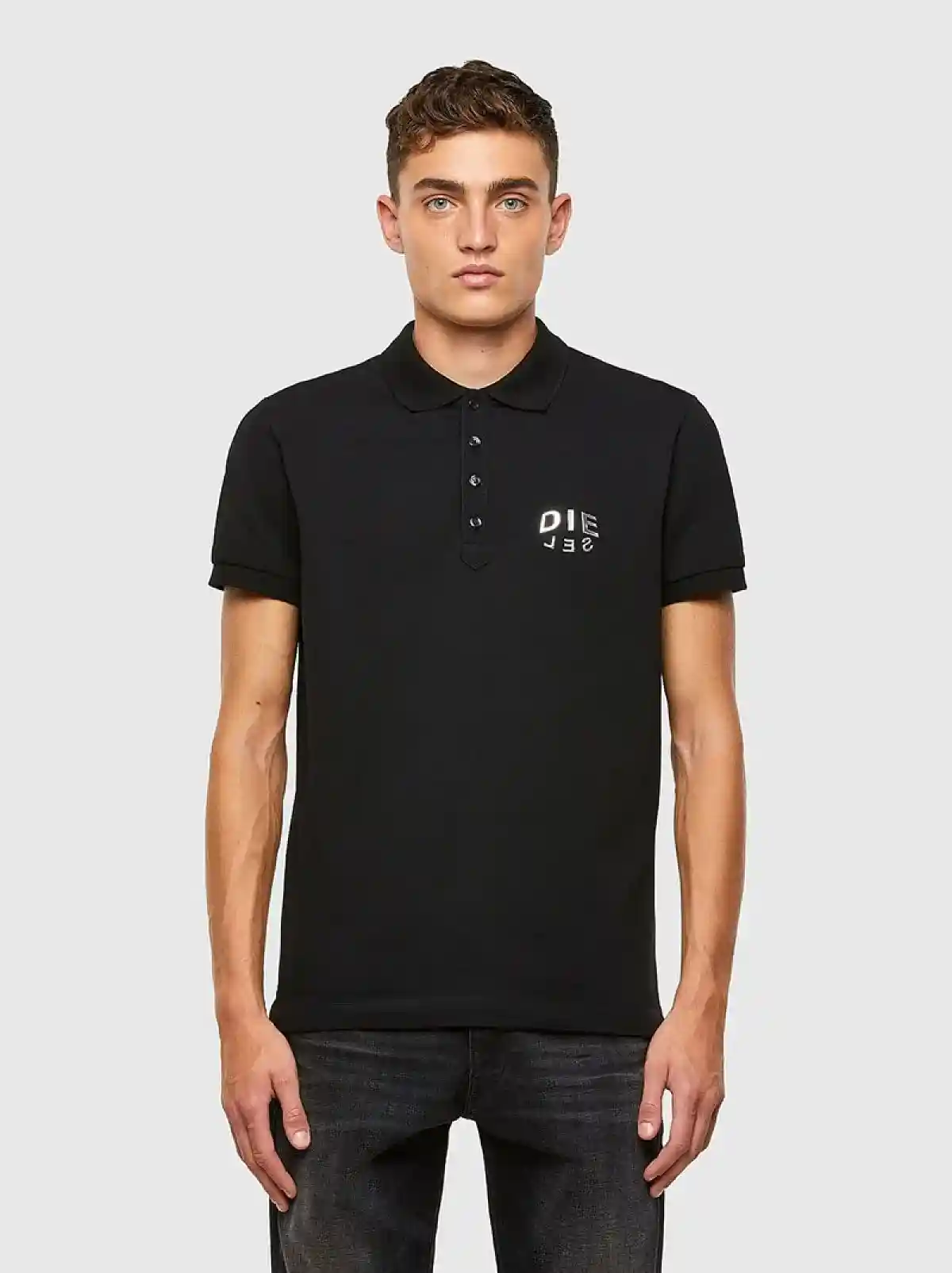 Black Polo shirt with 3D print