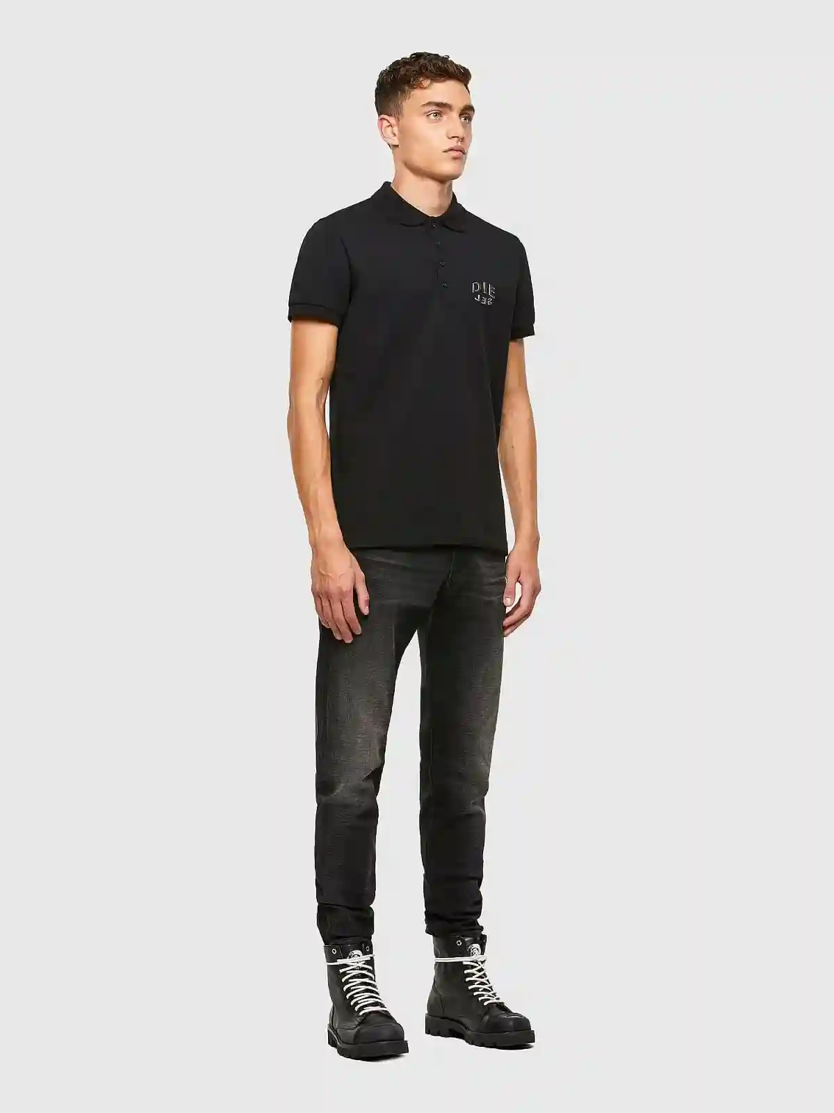 Black Polo shirt with 3D print