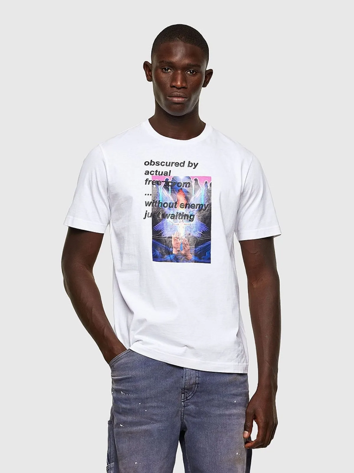 White Graphic T-shirt with text print