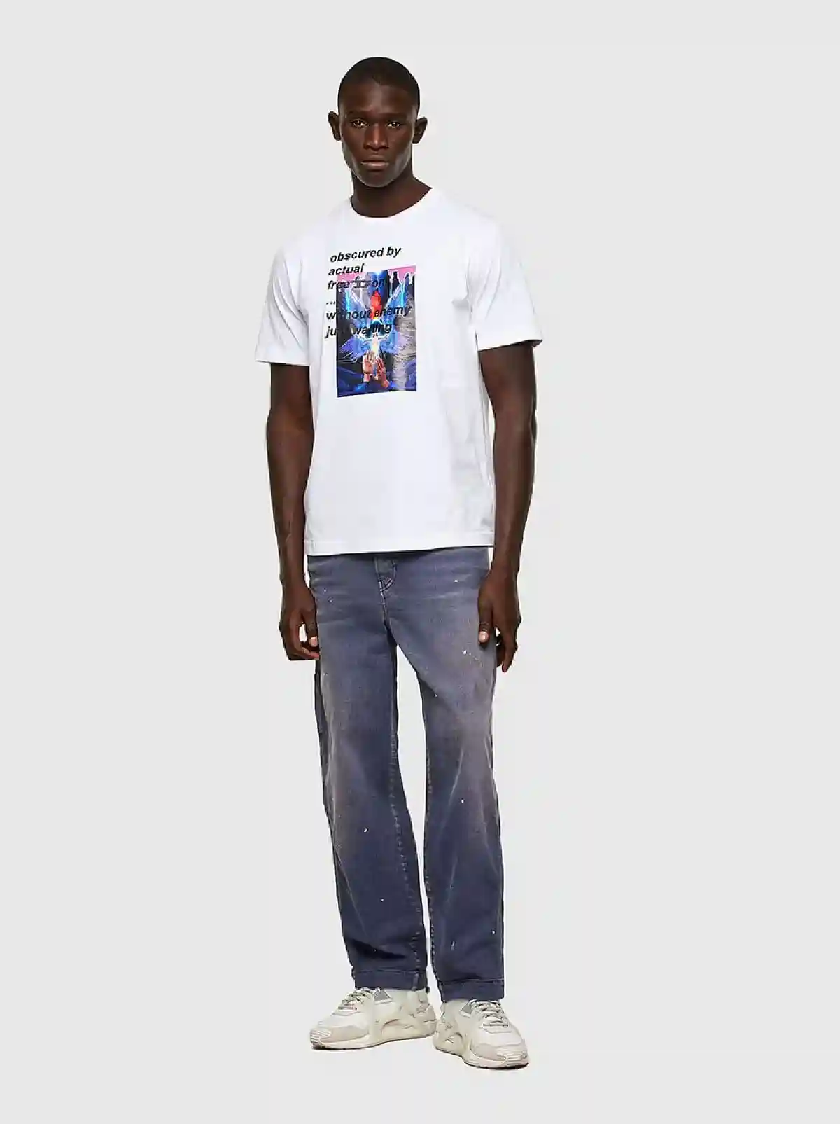 White Graphic T-shirt with text print