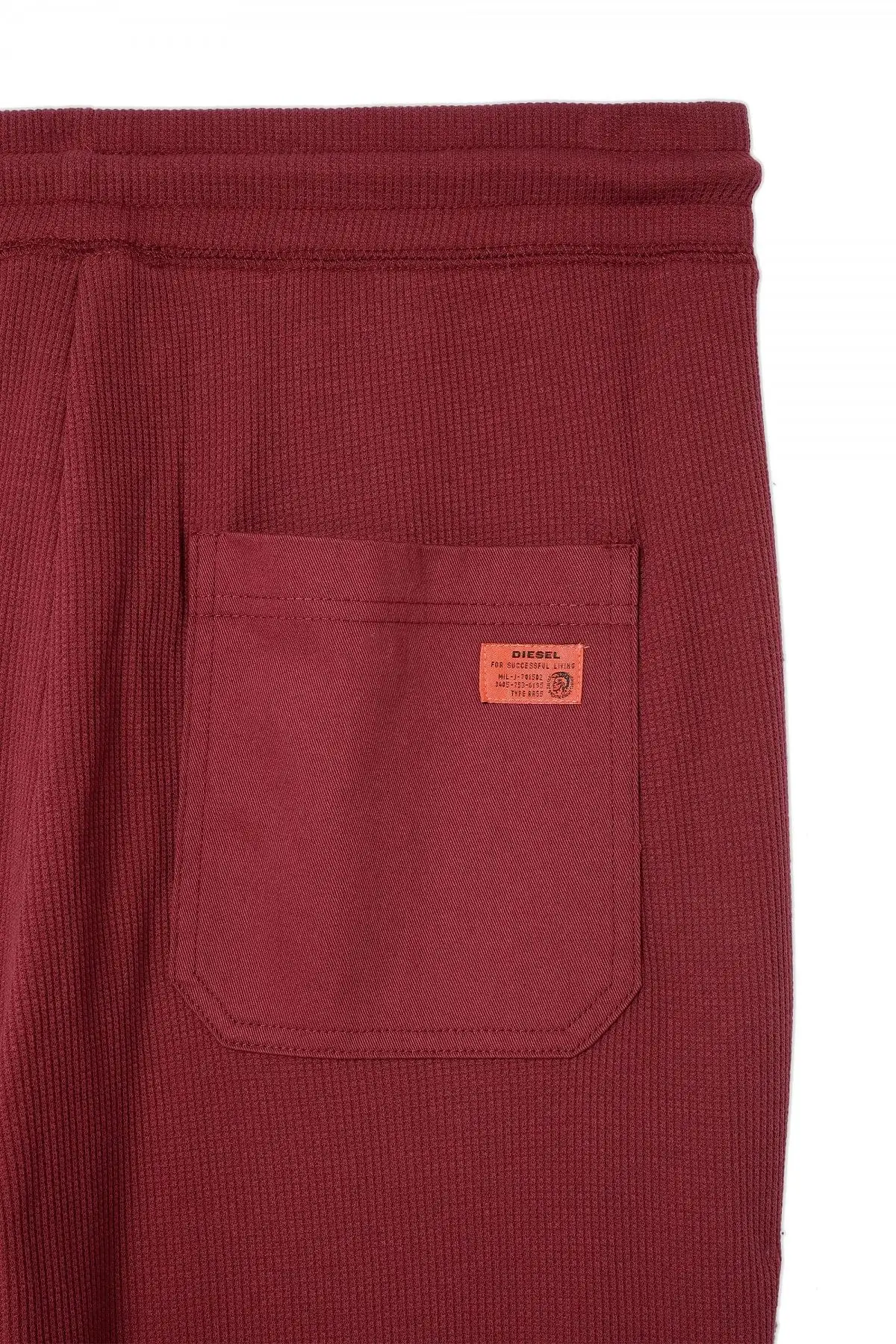 Red Waffle-knit sweatpants with embroidery