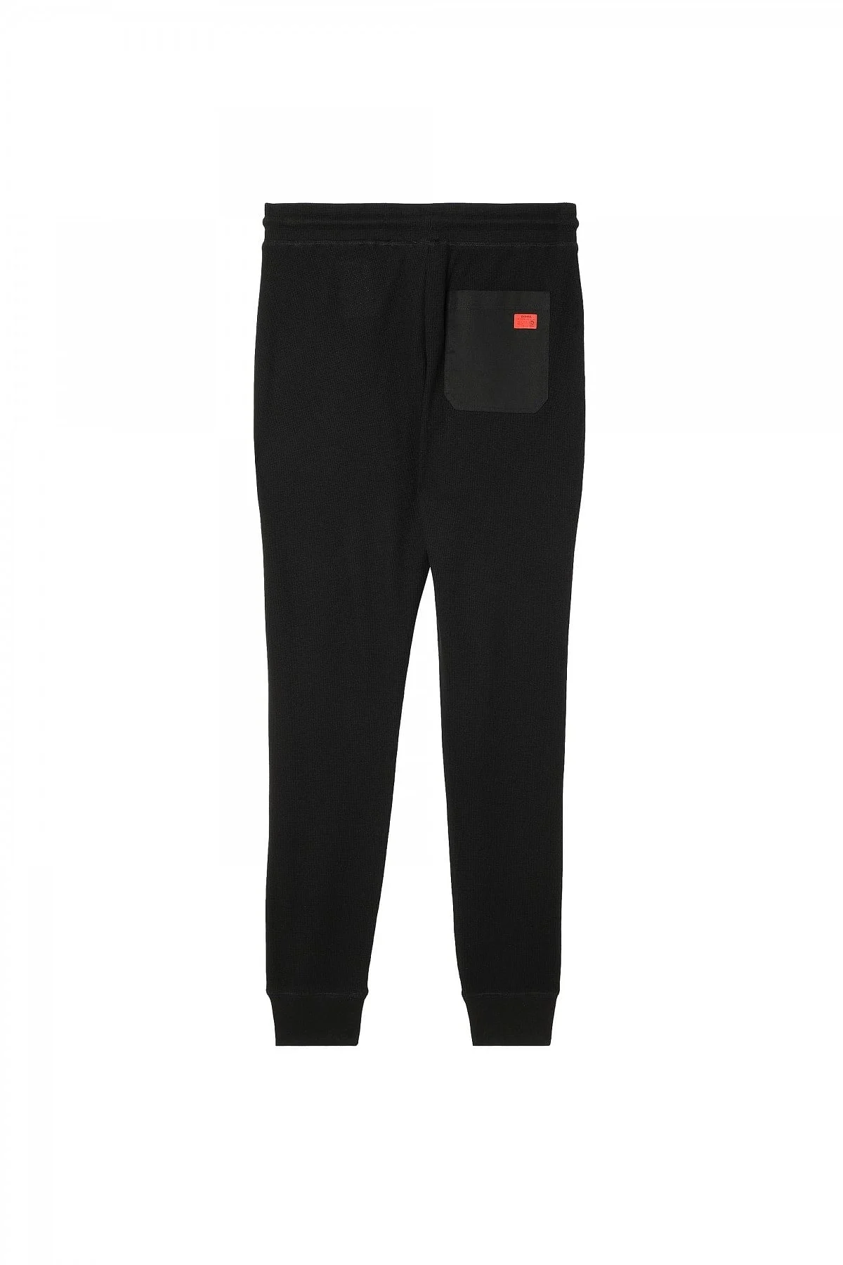 Black Waffle-knit sweatpants with embroidery