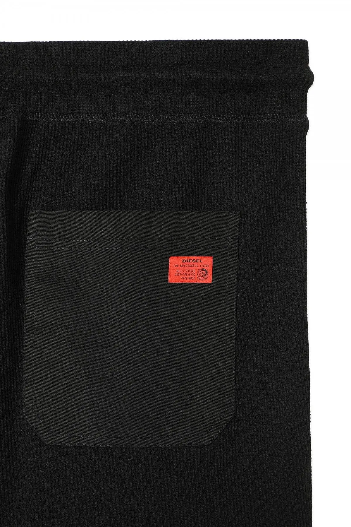 Black Waffle-knit sweatpants with embroidery
