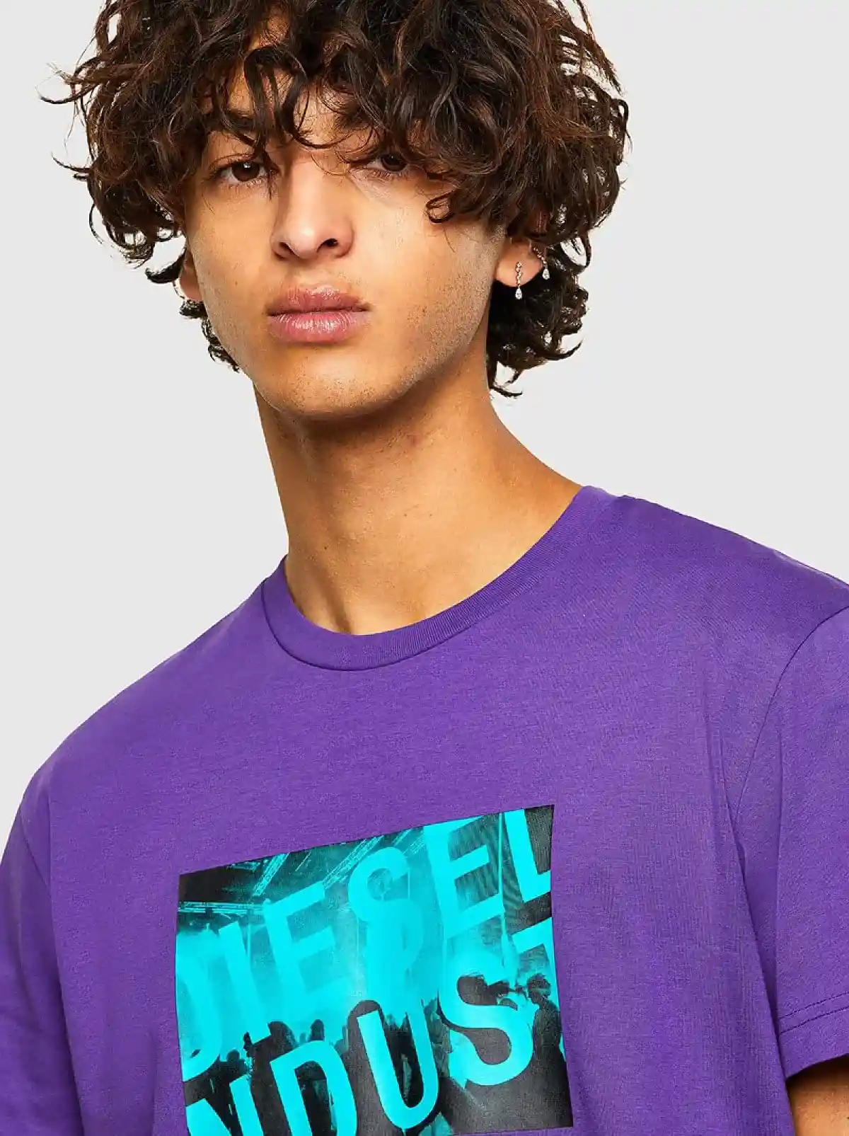 Purple T-shirt with Diesel Industry logo print