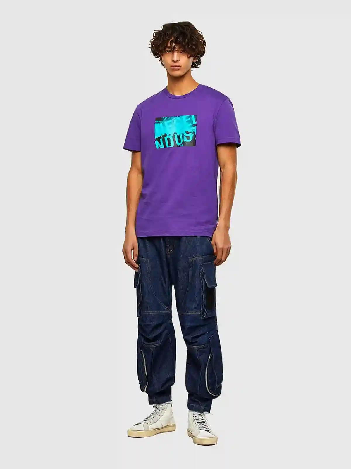 Purple T-shirt with Diesel Industry logo print