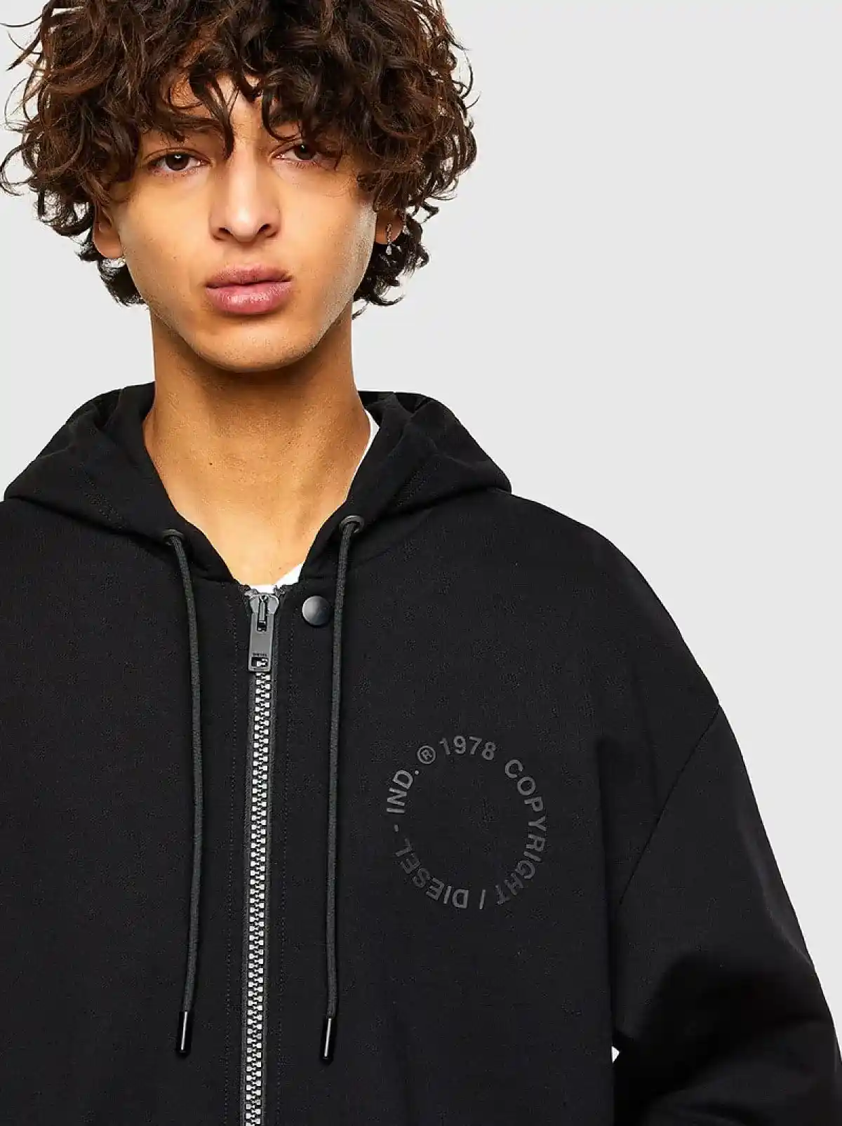 Black Long hoodie with printed Copyright logo