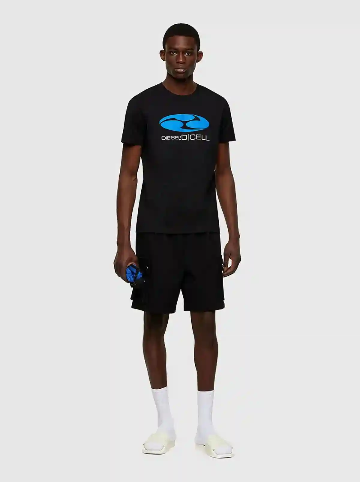 Black Cargo shorts in sweat fabric