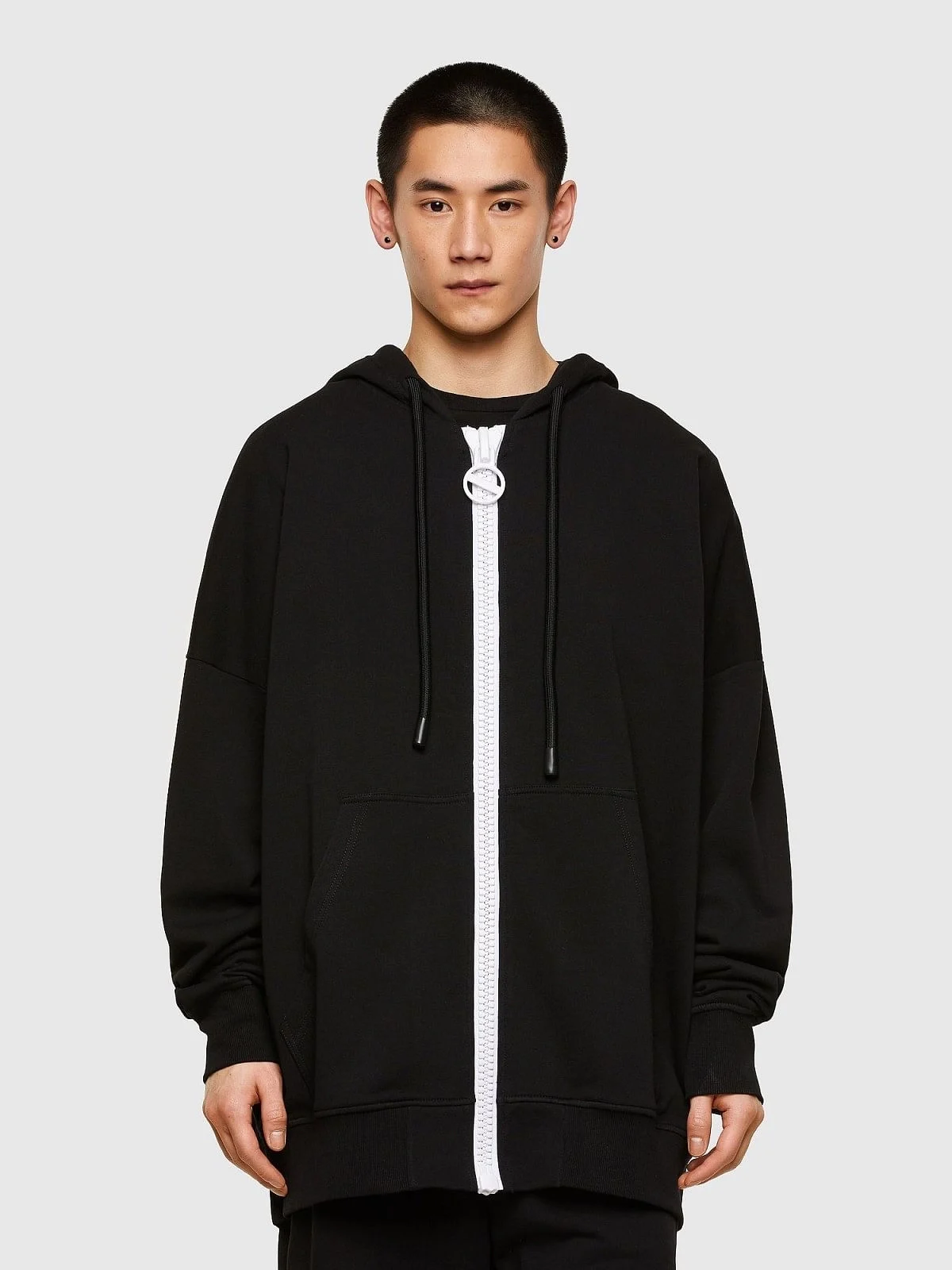 Black Organic cotton hoodie with zip