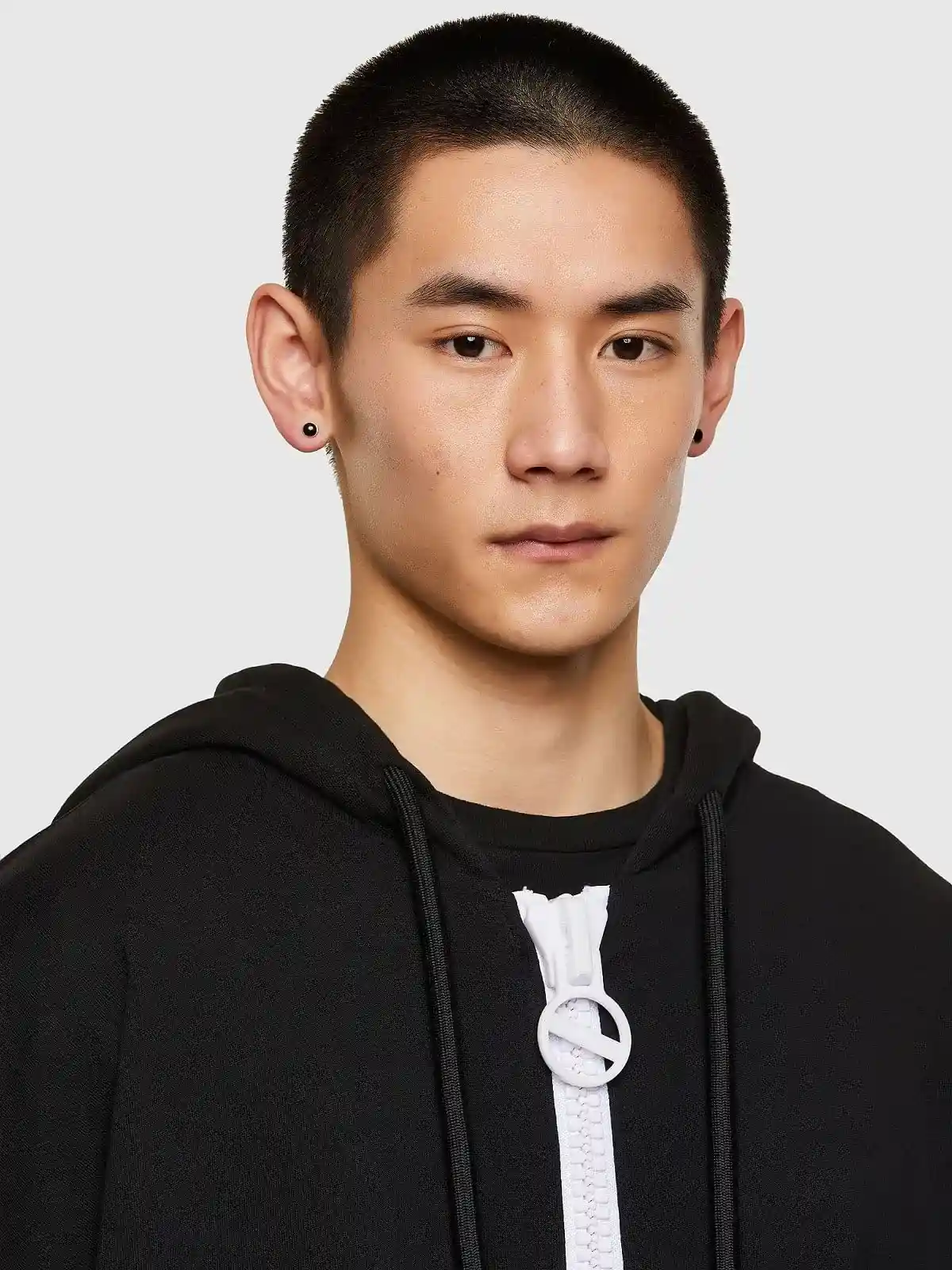Black Organic cotton hoodie with zip