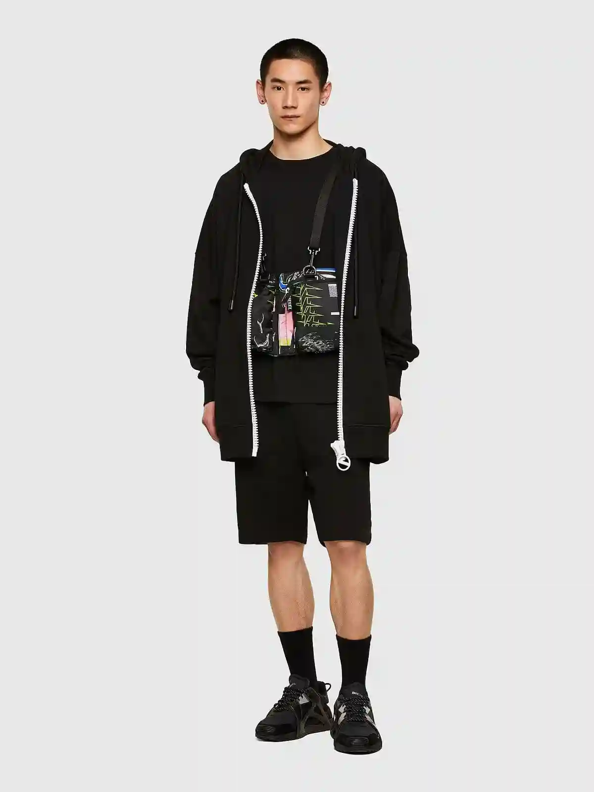 Black Organic cotton hoodie with zip