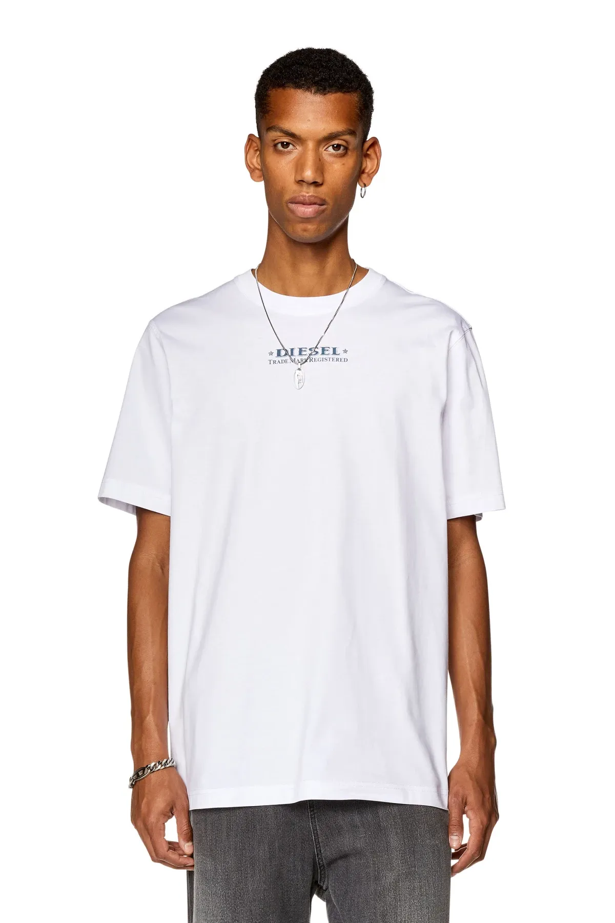 White T-shirt with Trademark Registered prints