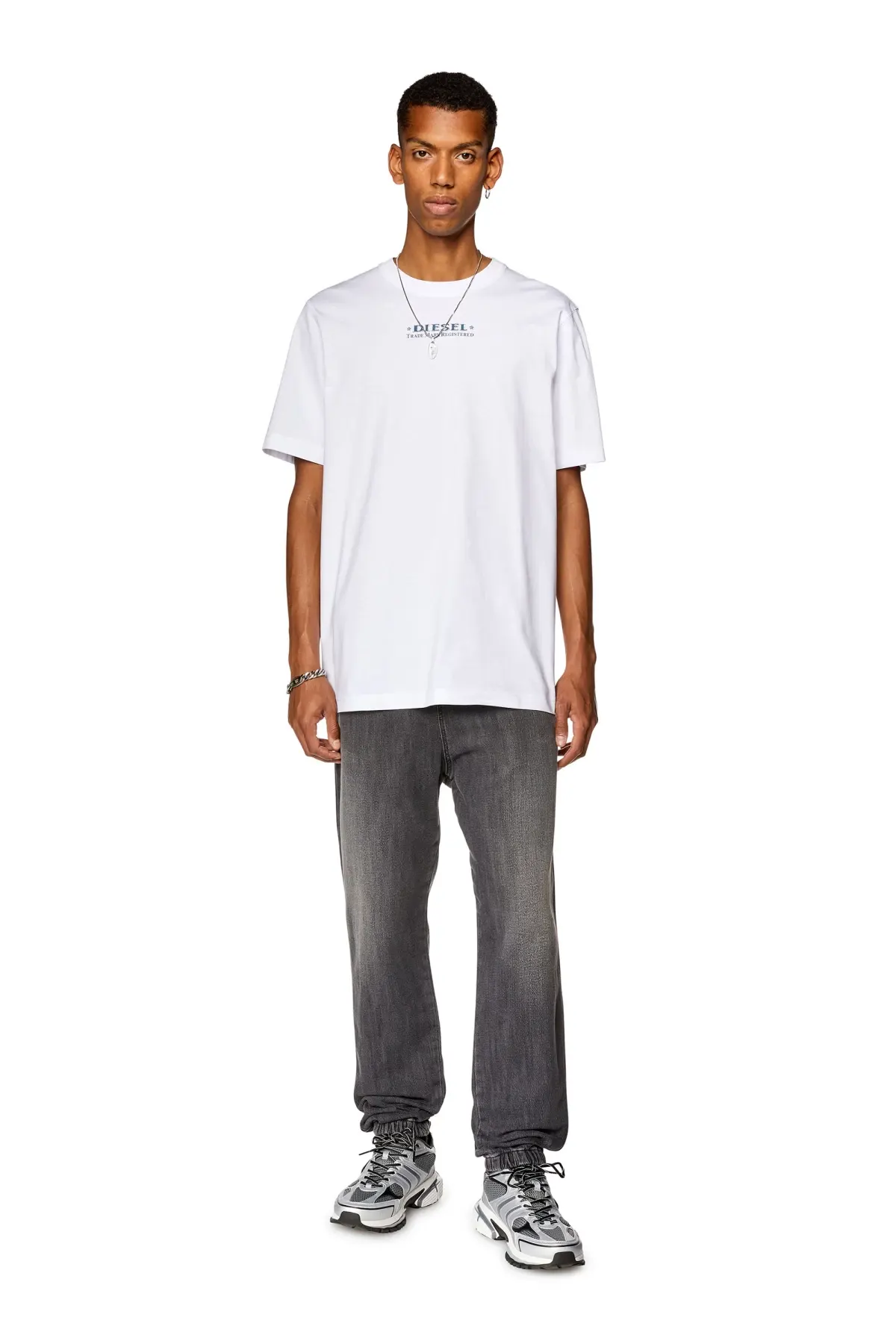 White T-shirt with Trademark Registered prints