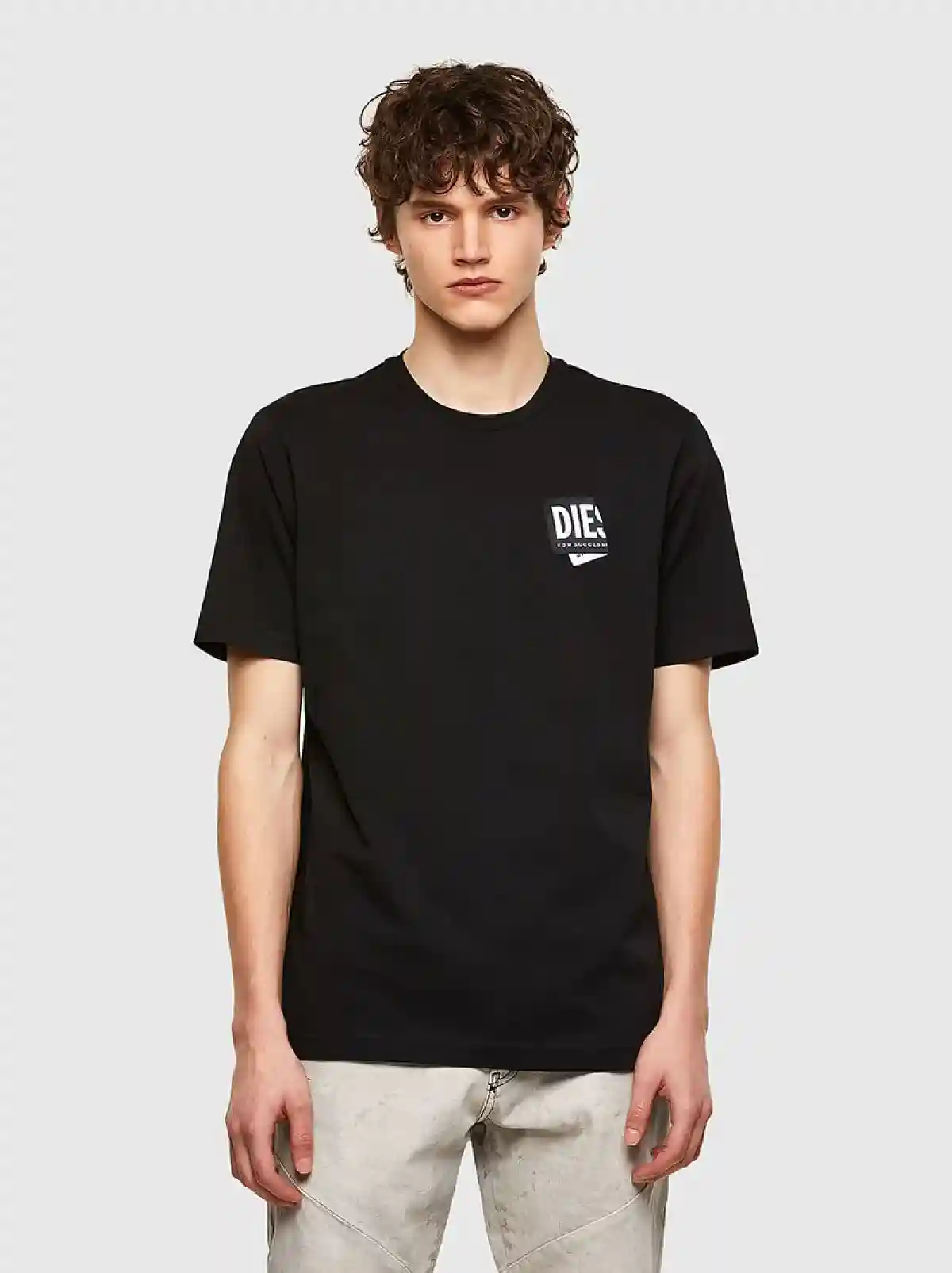 Black T-shirt with folded logo patch