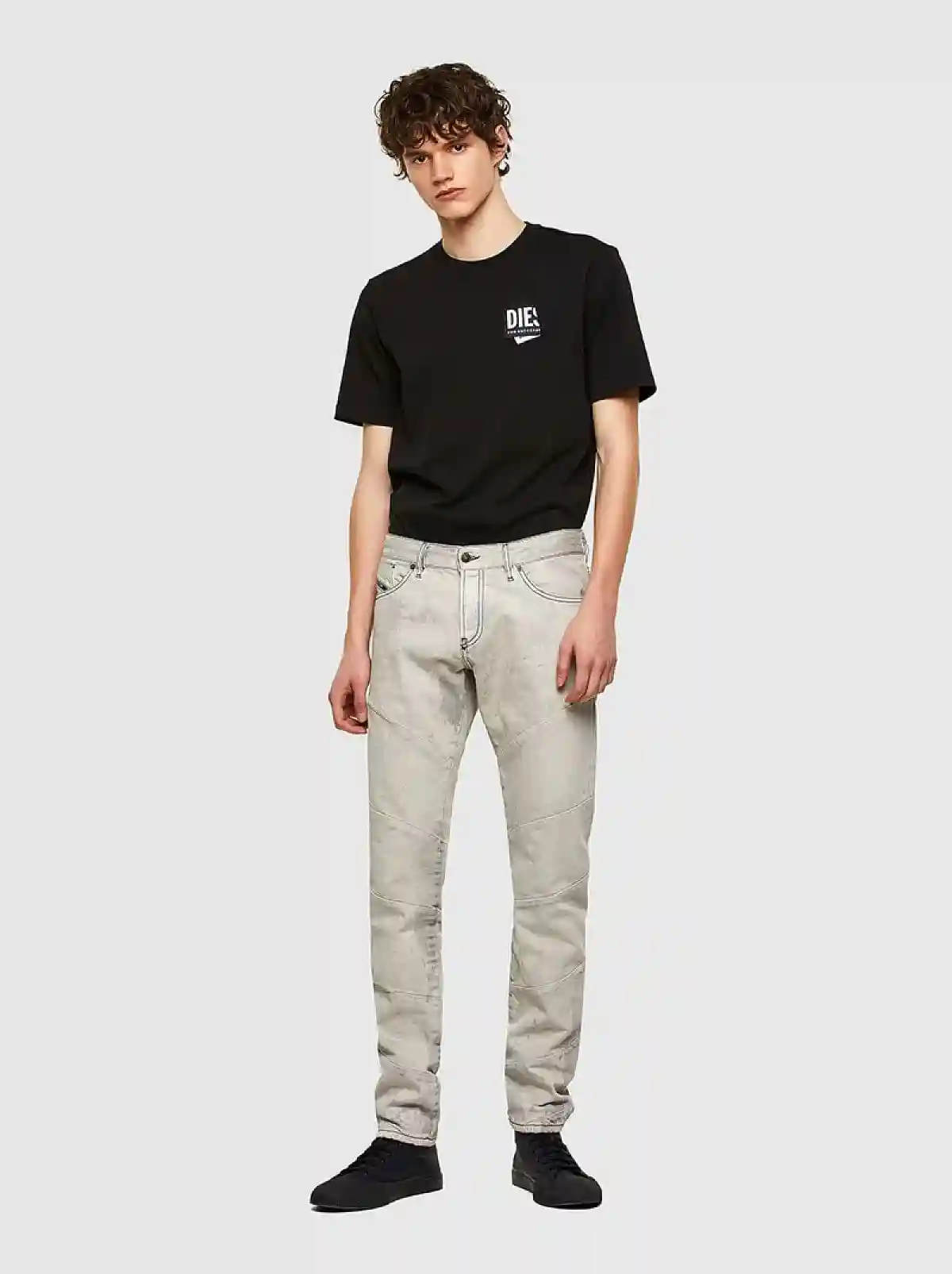 Black T-shirt with folded logo patch