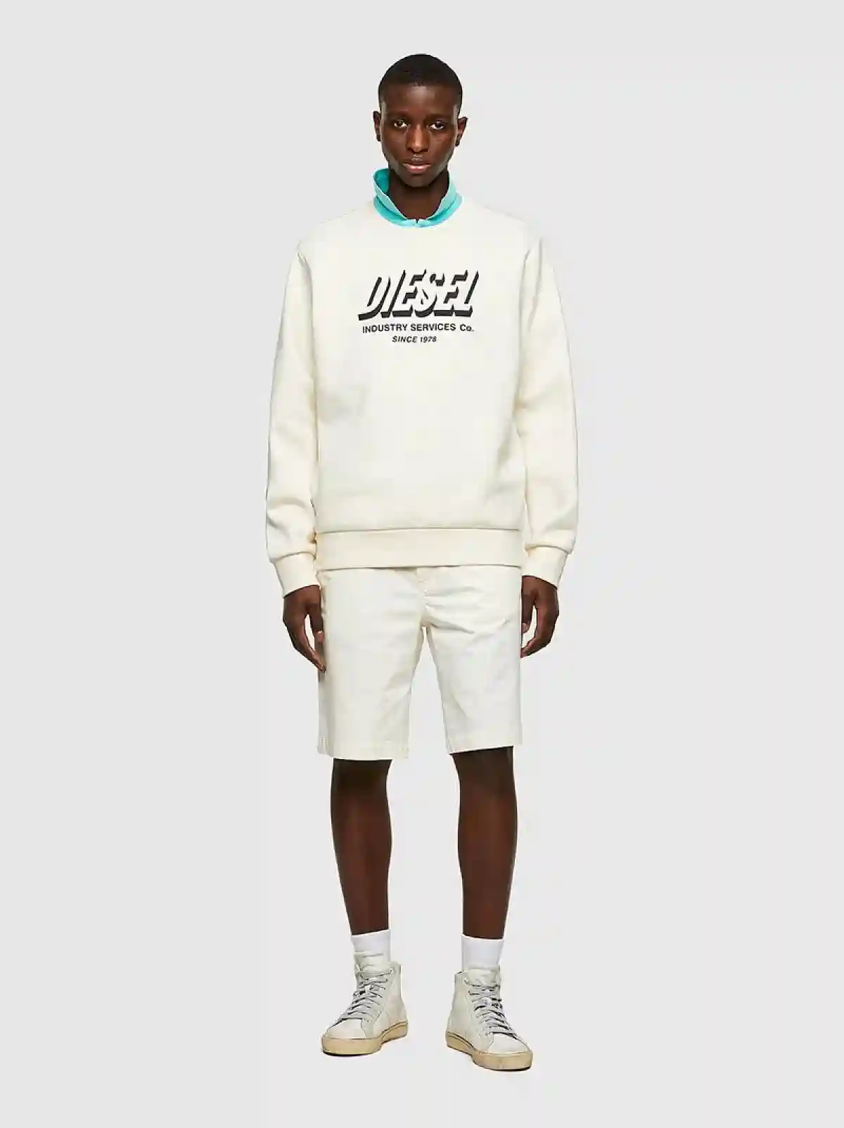White Garment-dyed chino shorts