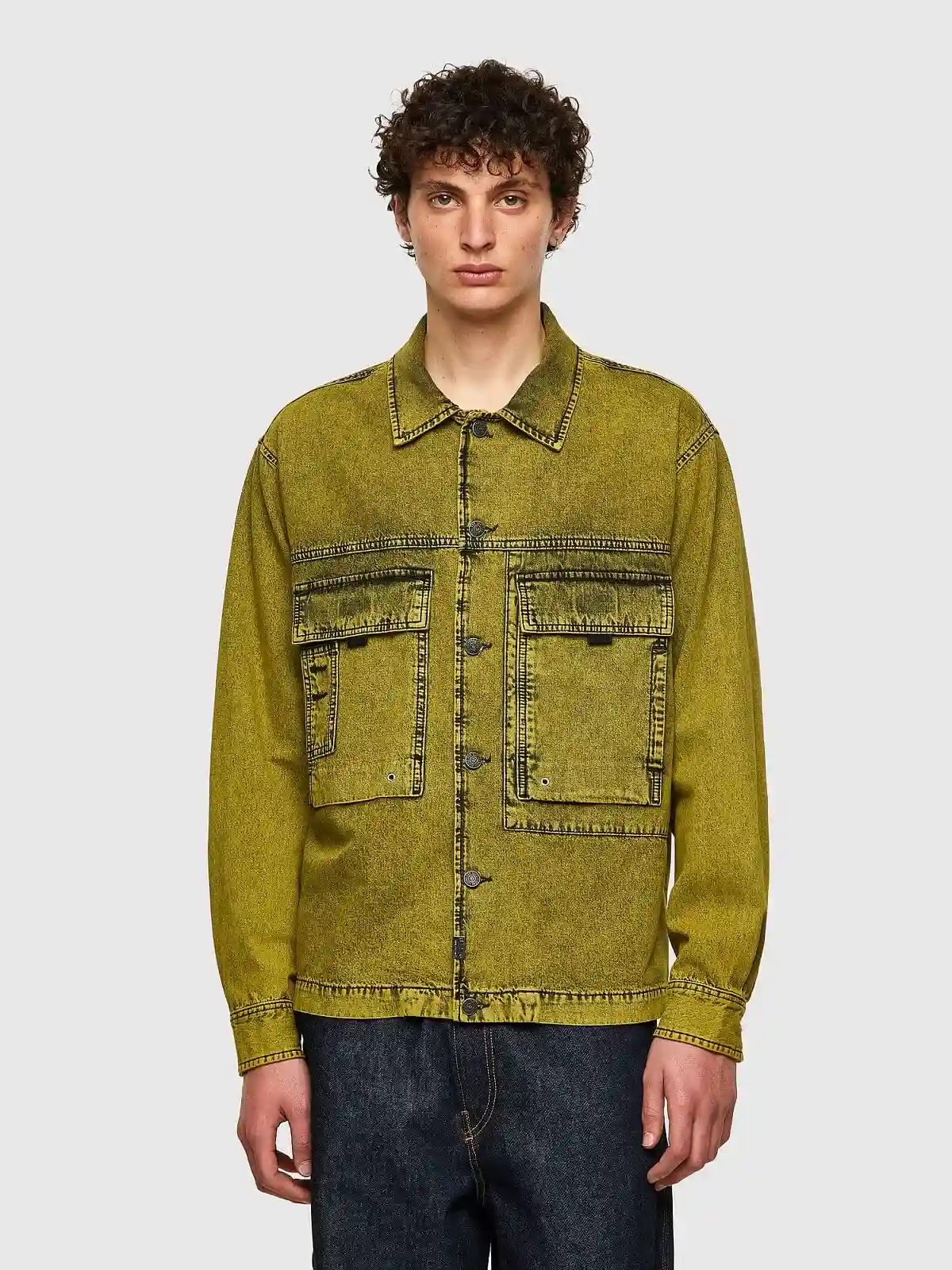 Yellow Overdyed denim shirt