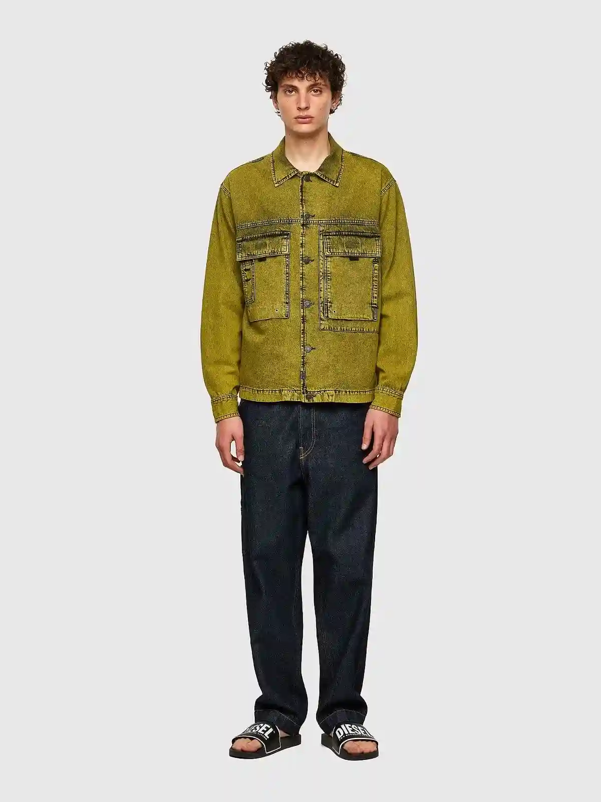 Yellow Overdyed denim shirt