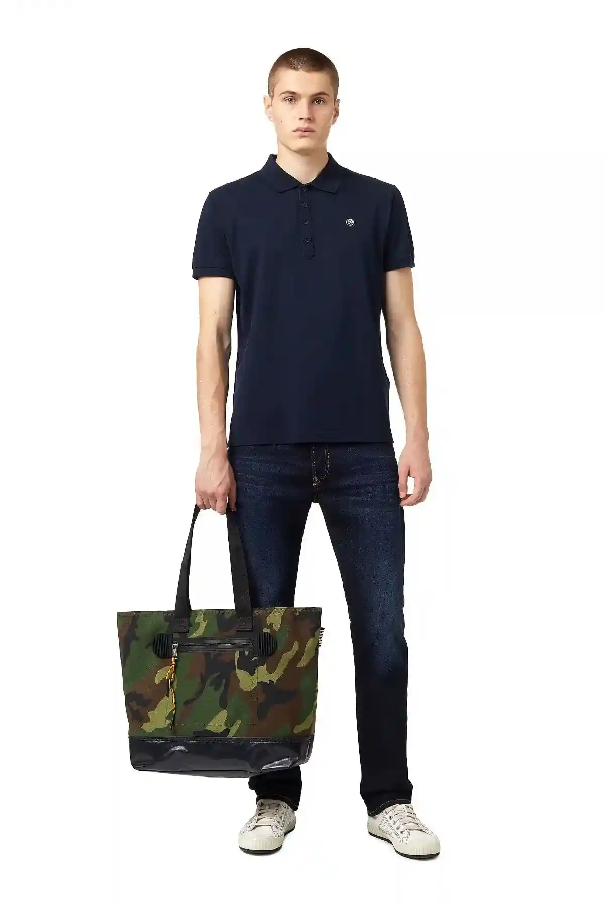 Blue Green Label polo shirt with Mohawk patch