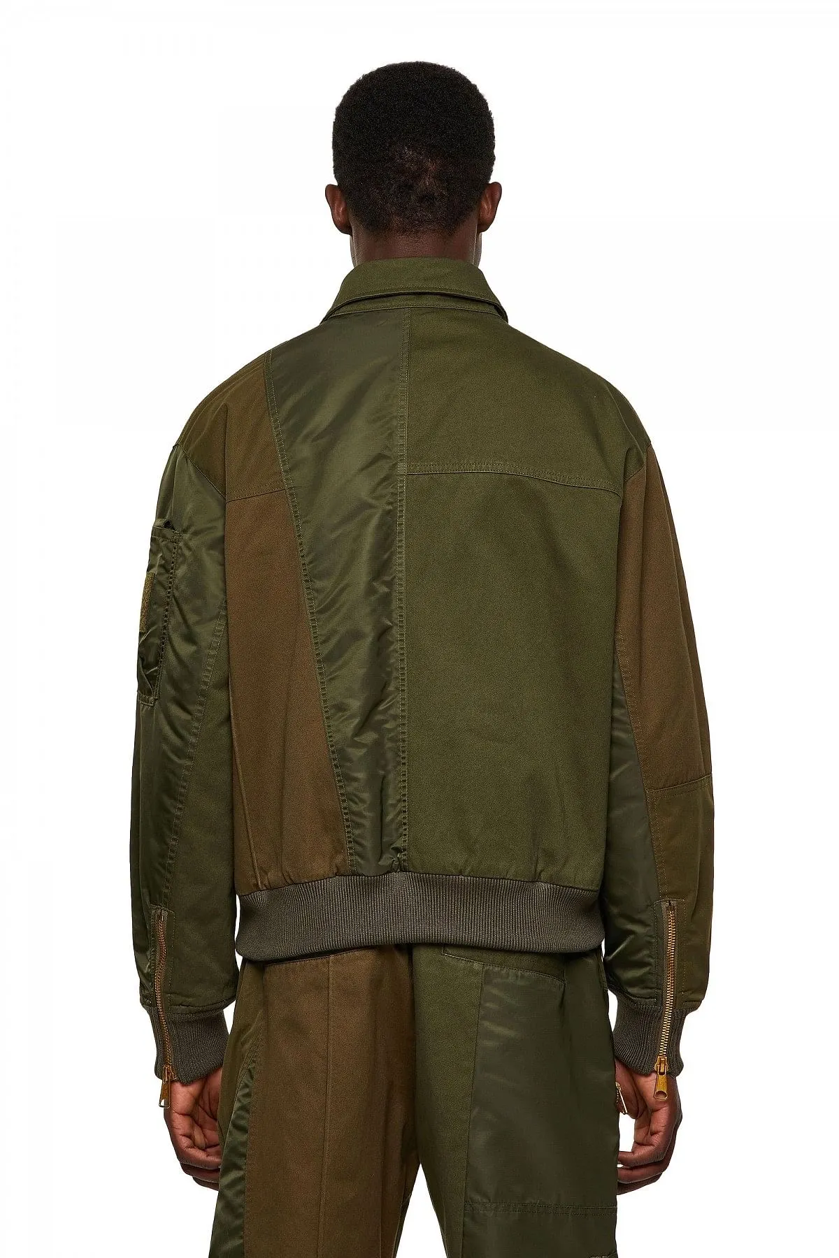 Green Bomber jacket with panelled design