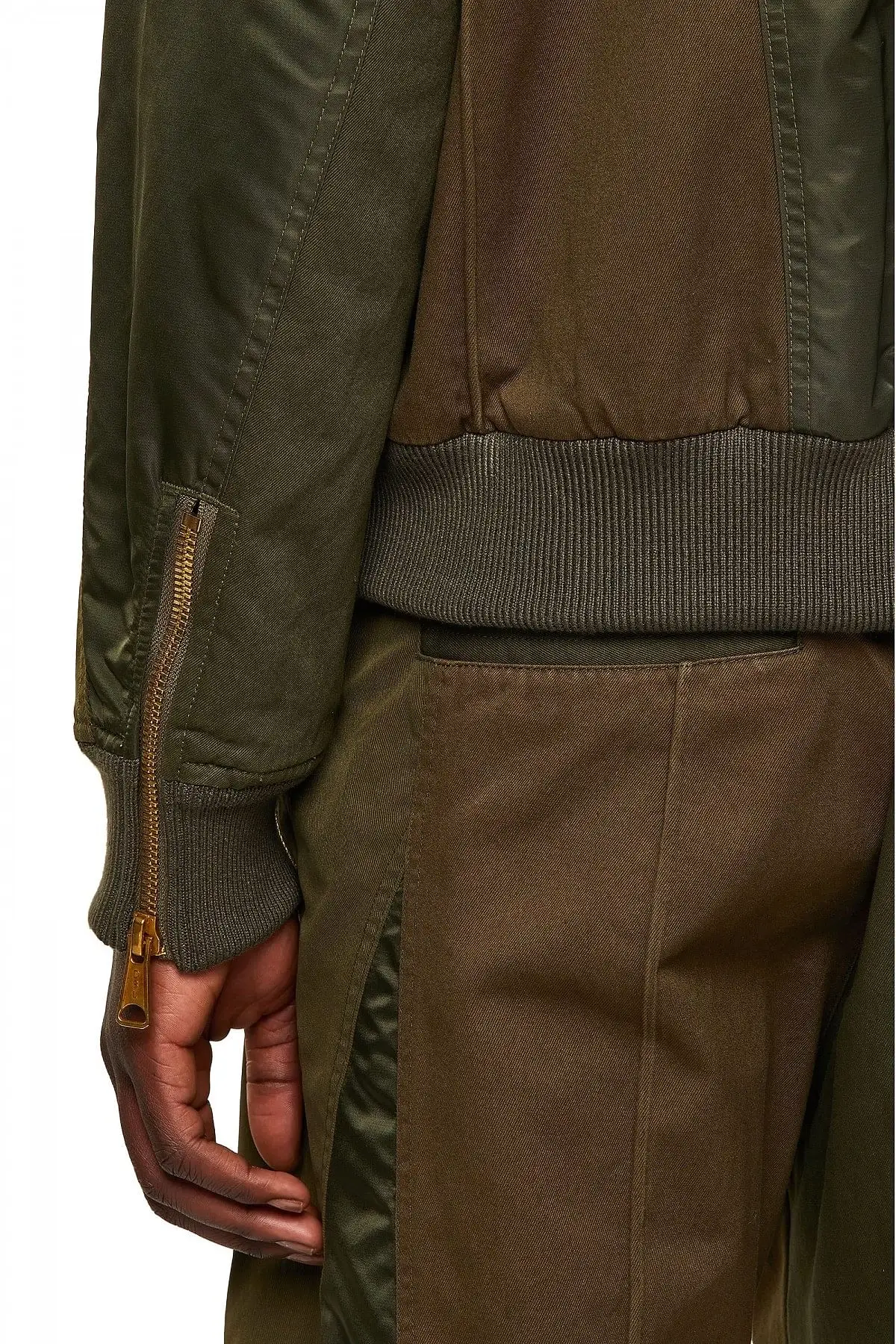 Green Bomber jacket with panelled design