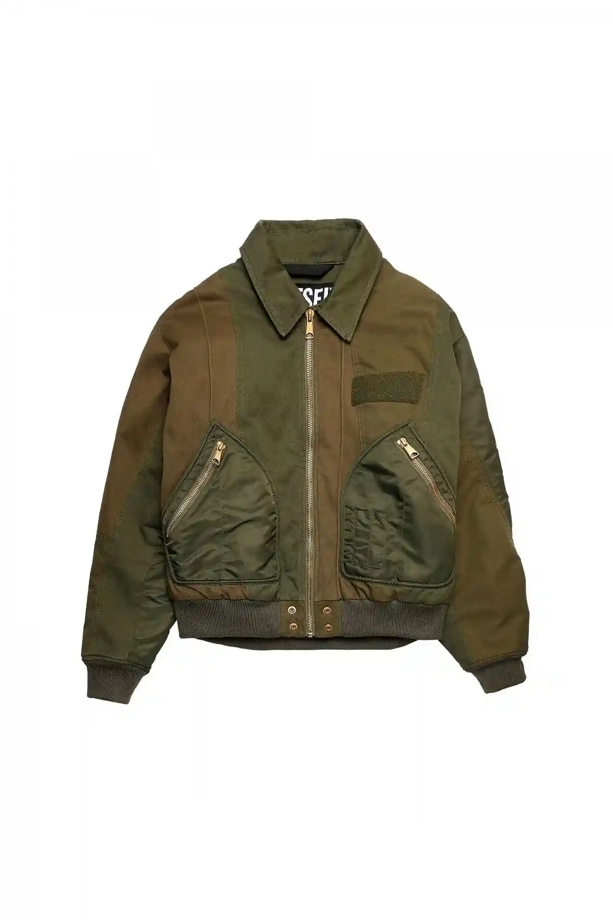 Green Bomber jacket with panelled design