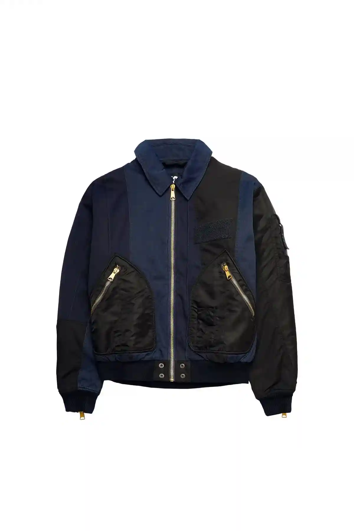 Blue Bomber jacket with panelled design