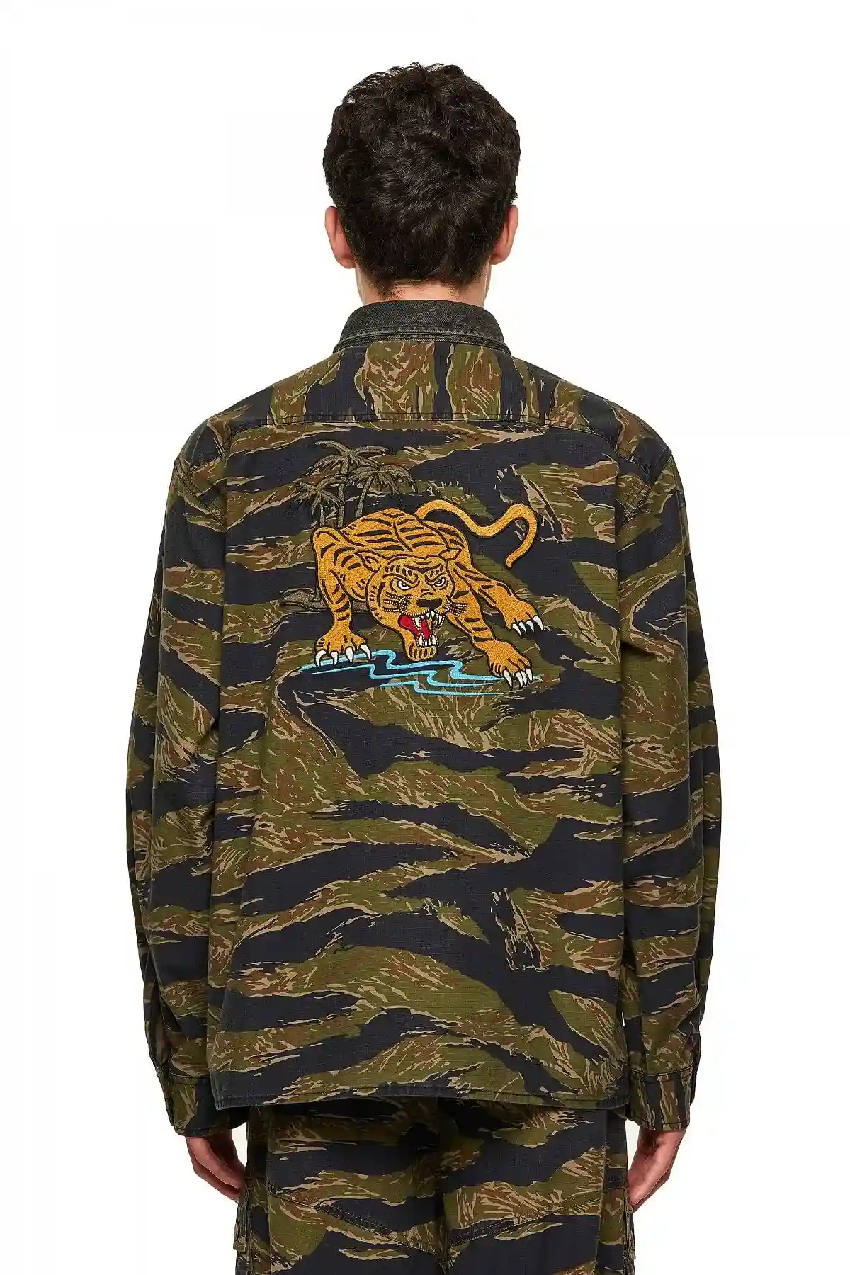 Green Camo shirt in stretch cotton twill