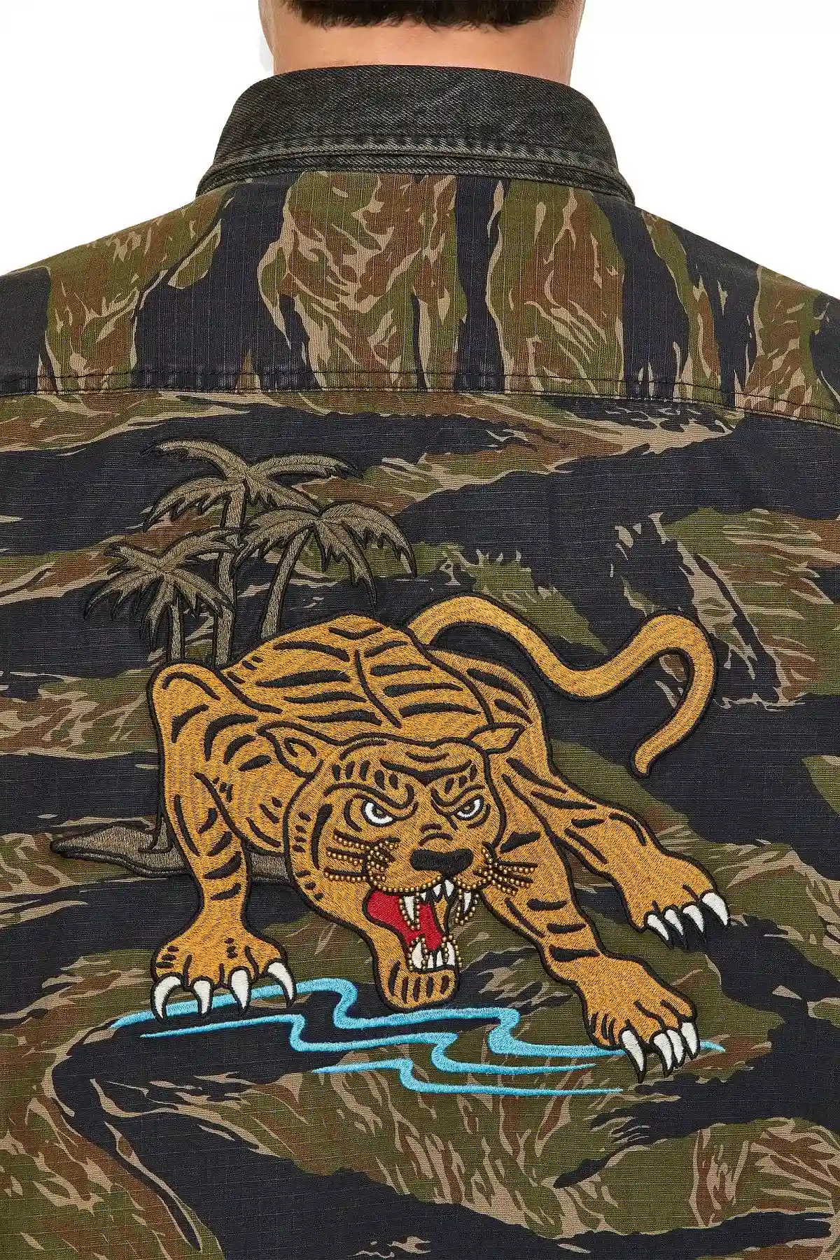 Green Camo shirt in stretch cotton twill