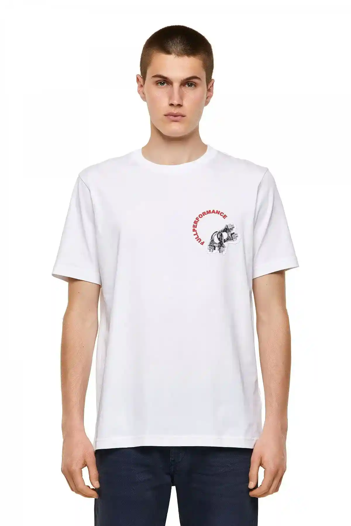 White Green Label T-shirt with printed patch