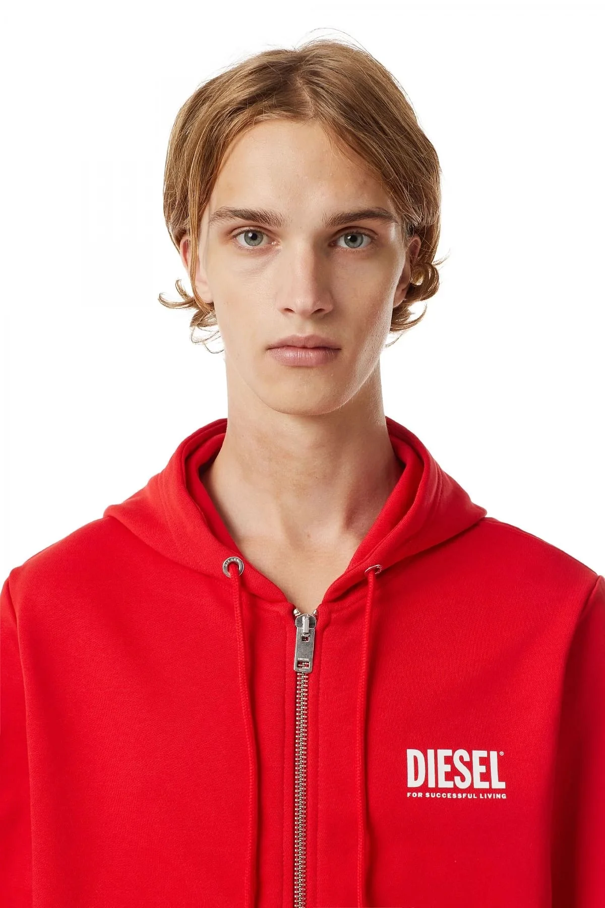 Red Green Label zip hoodie with logo print