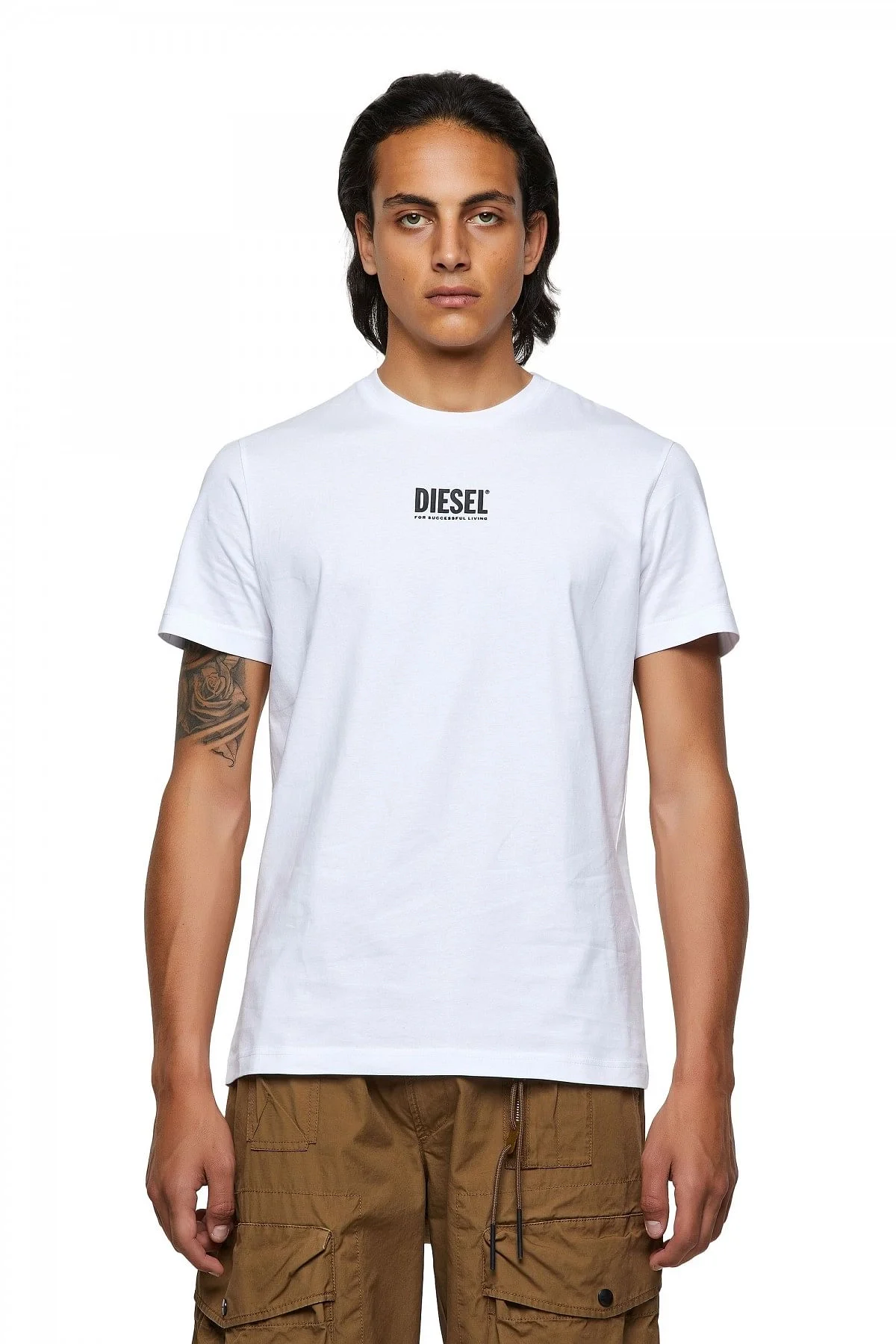 White Green Label T-shirt with small logo print