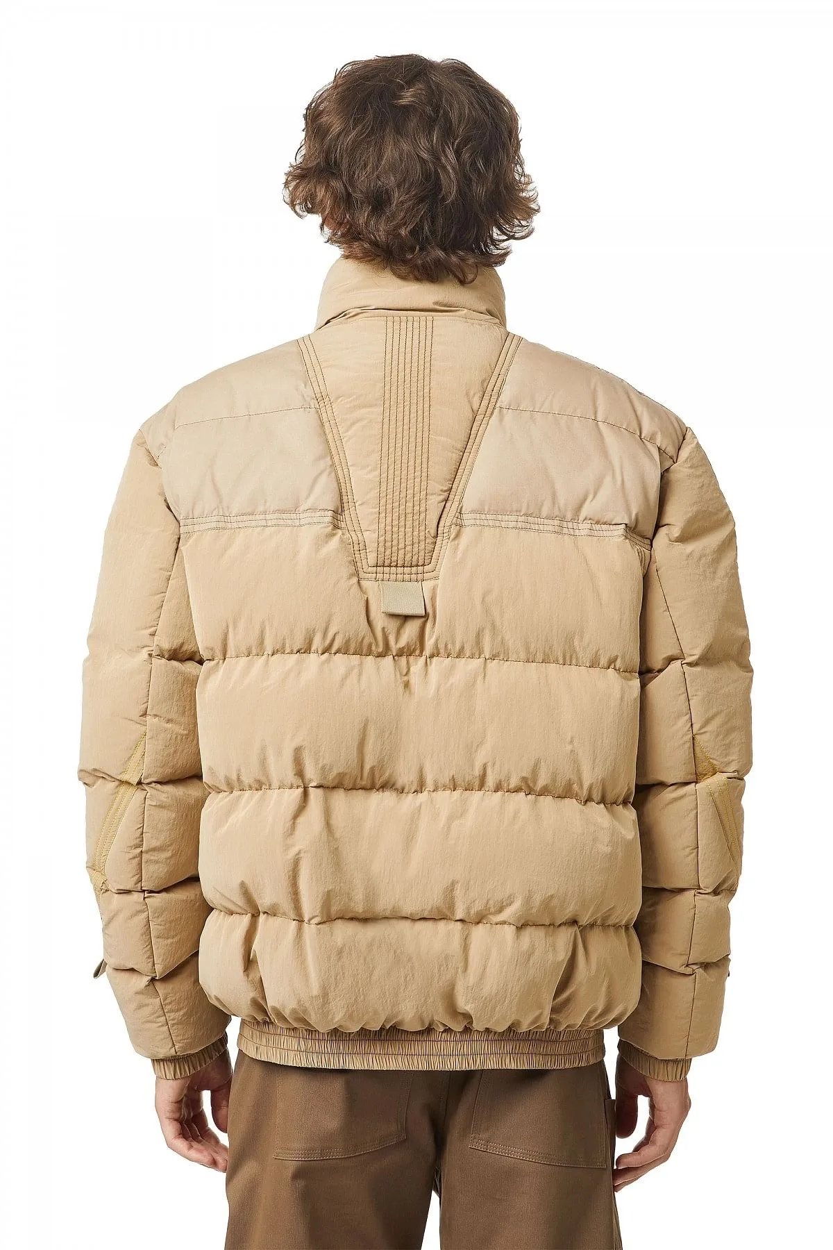 Brown Puffer jacket in brushed nylon