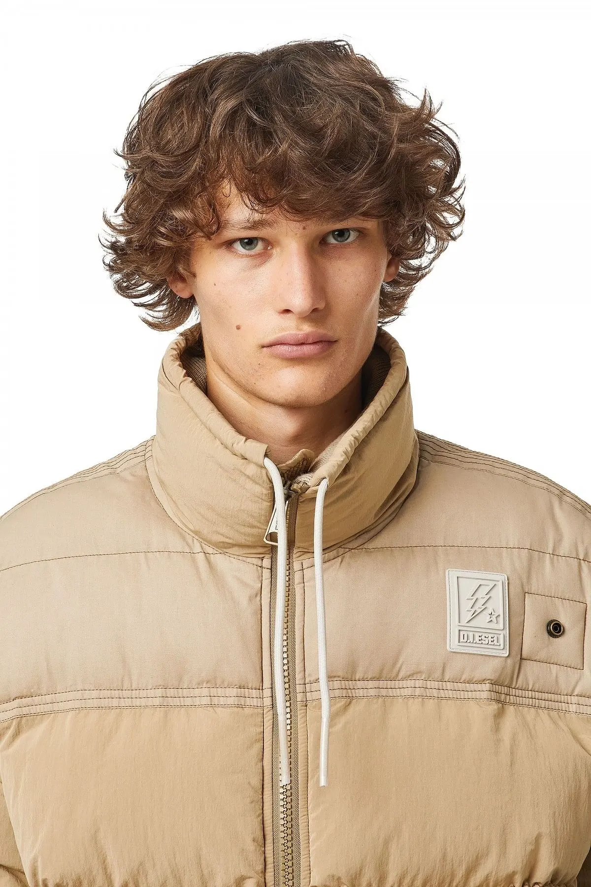 Brown Puffer jacket in brushed nylon